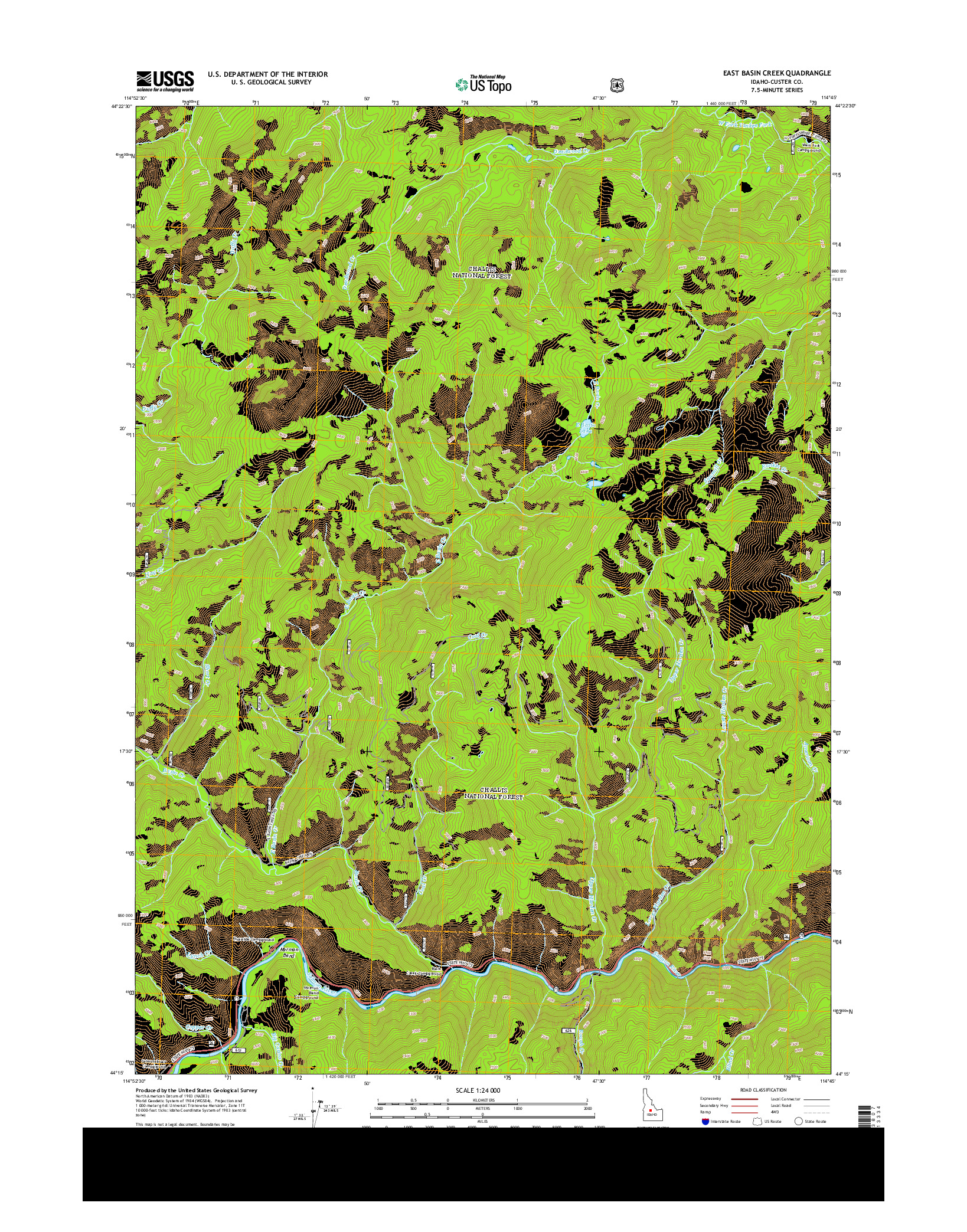 USGS US TOPO 7.5-MINUTE MAP FOR EAST BASIN CREEK, ID 2013