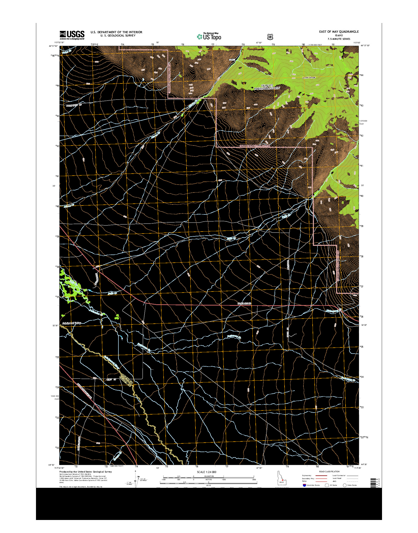 USGS US TOPO 7.5-MINUTE MAP FOR EAST OF MAY, ID 2013