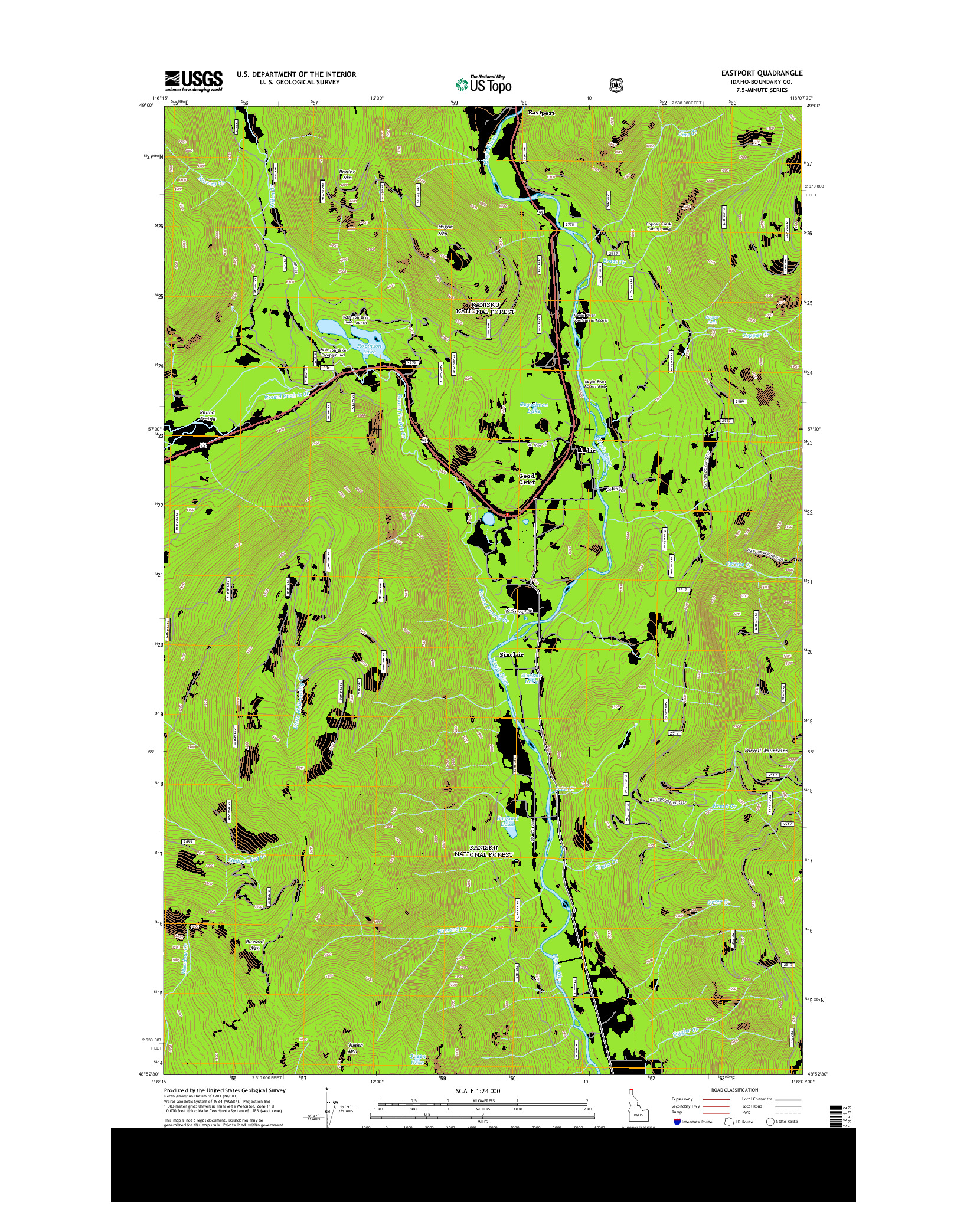 USGS US TOPO 7.5-MINUTE MAP FOR EASTPORT, ID 2013