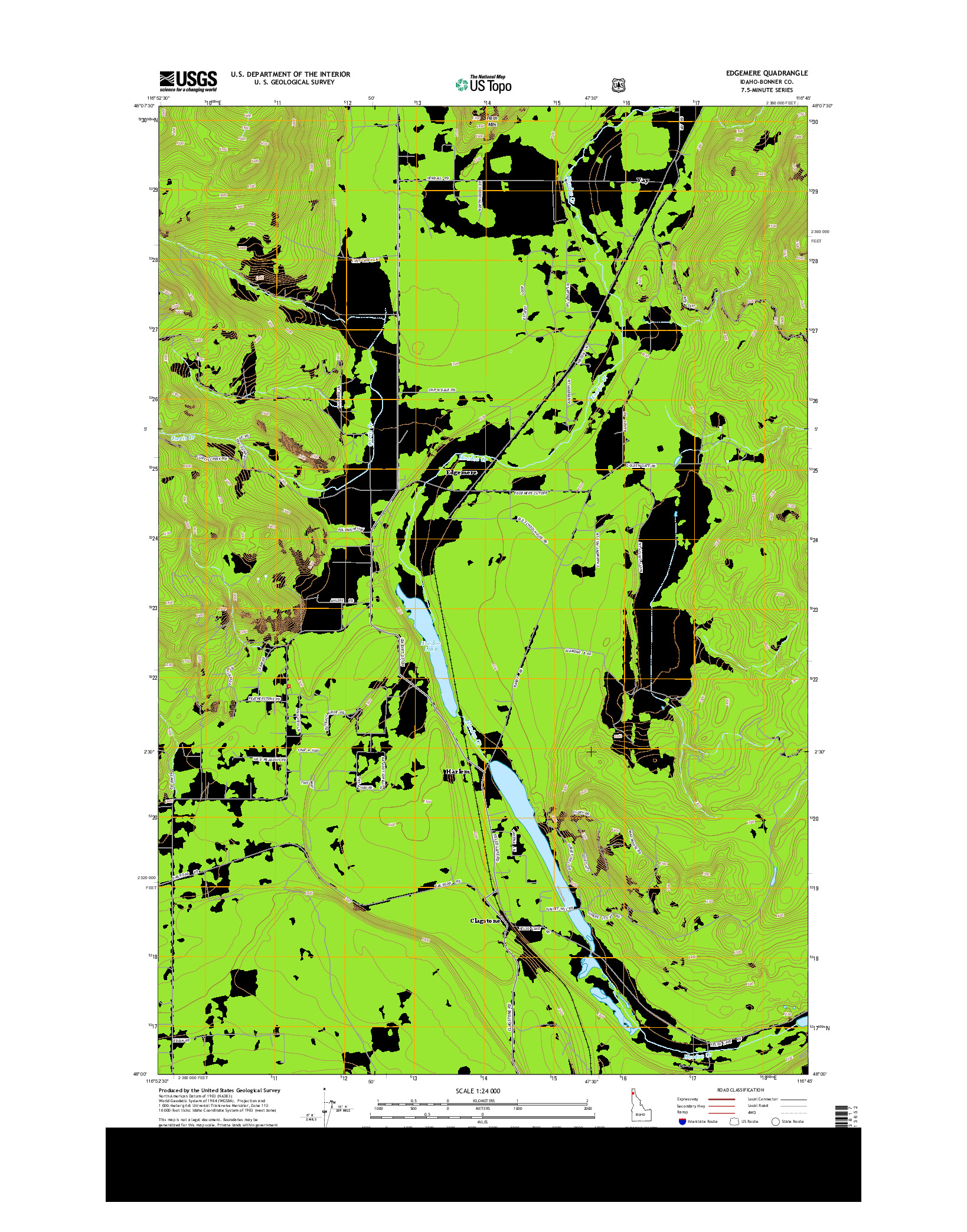 USGS US TOPO 7.5-MINUTE MAP FOR EDGEMERE, ID 2013