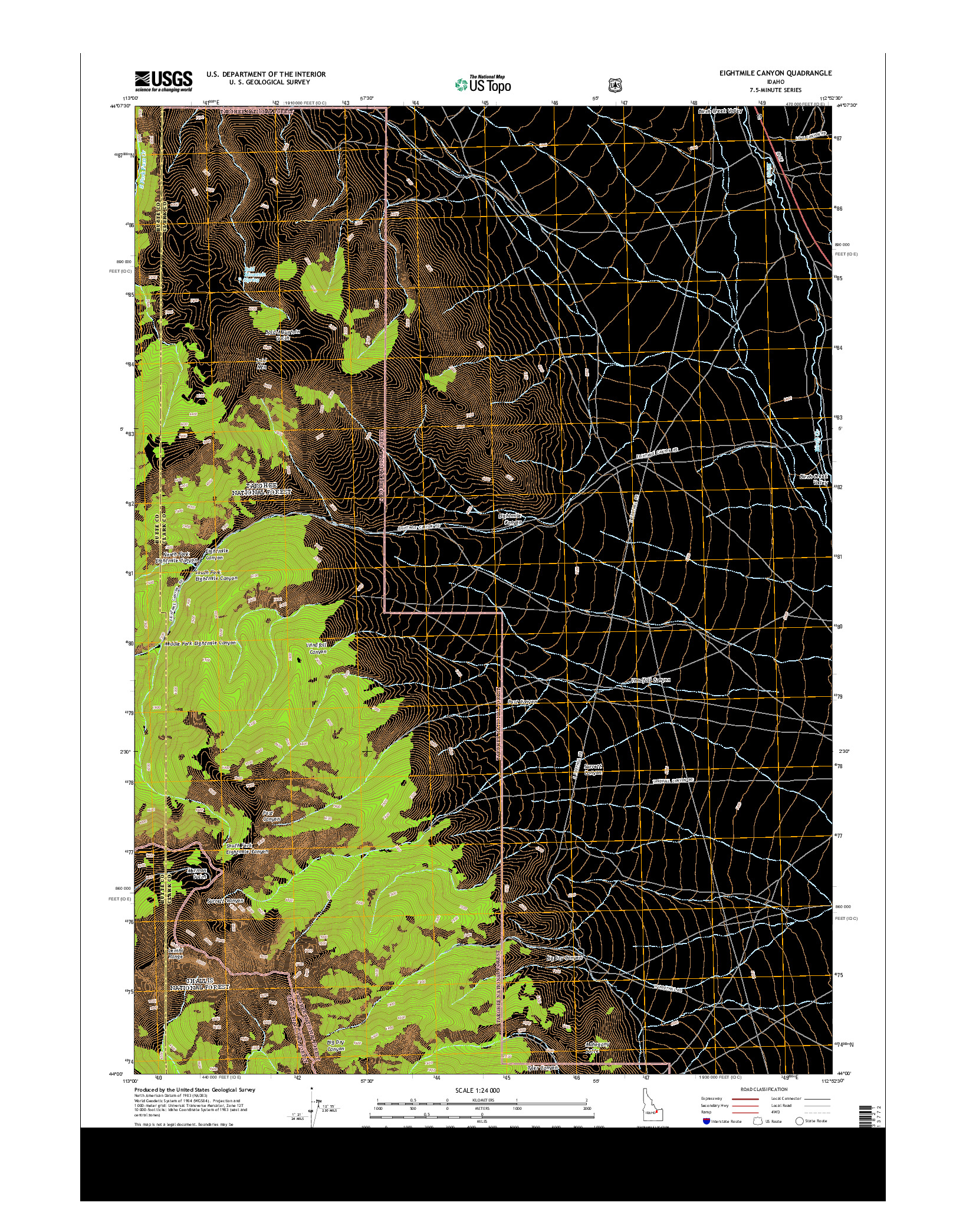 USGS US TOPO 7.5-MINUTE MAP FOR EIGHTMILE CANYON, ID 2013