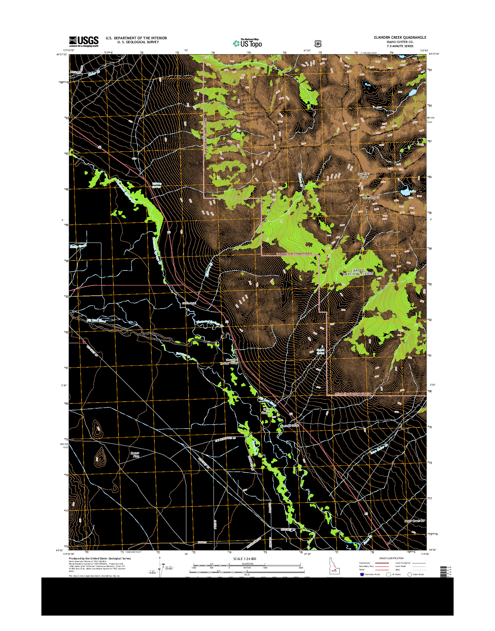 USGS US TOPO 7.5-MINUTE MAP FOR ELKHORN CREEK, ID 2013