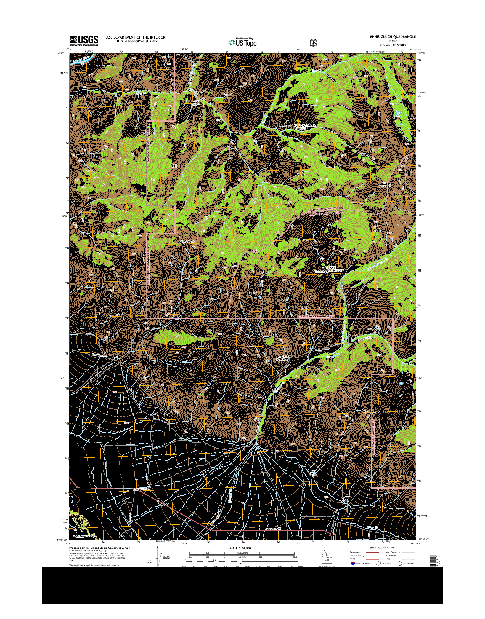 USGS US TOPO 7.5-MINUTE MAP FOR ENNIS GULCH, ID 2013