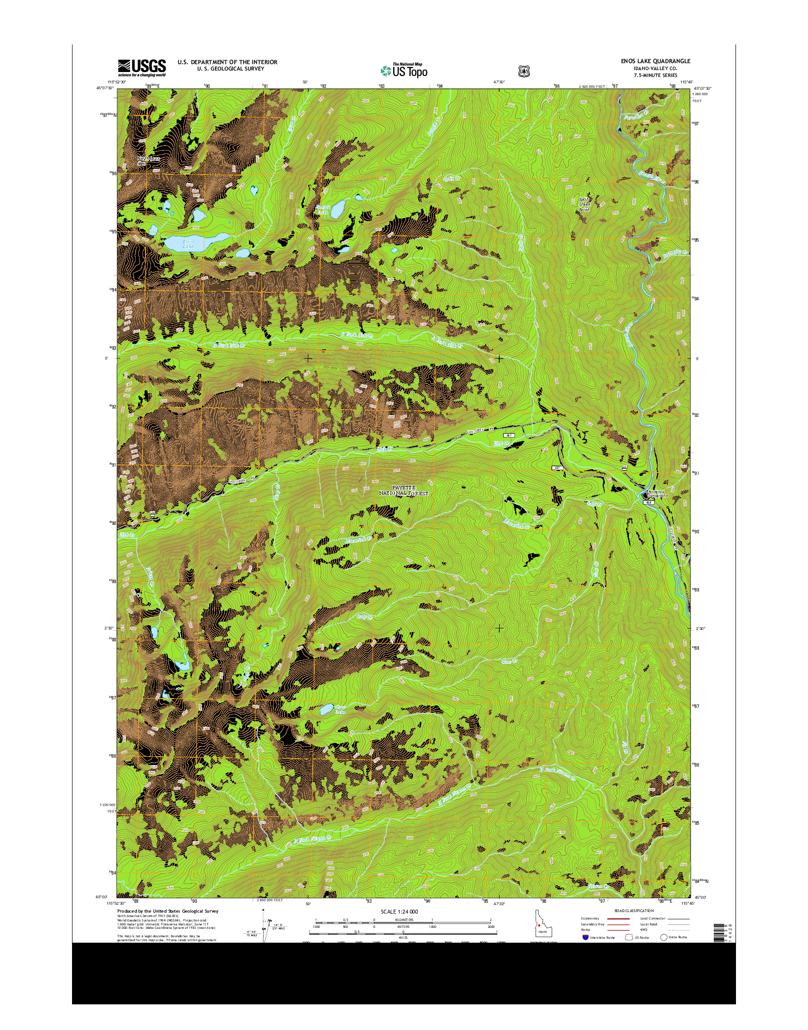 USGS US TOPO 7.5-MINUTE MAP FOR ENOS LAKE, ID 2013