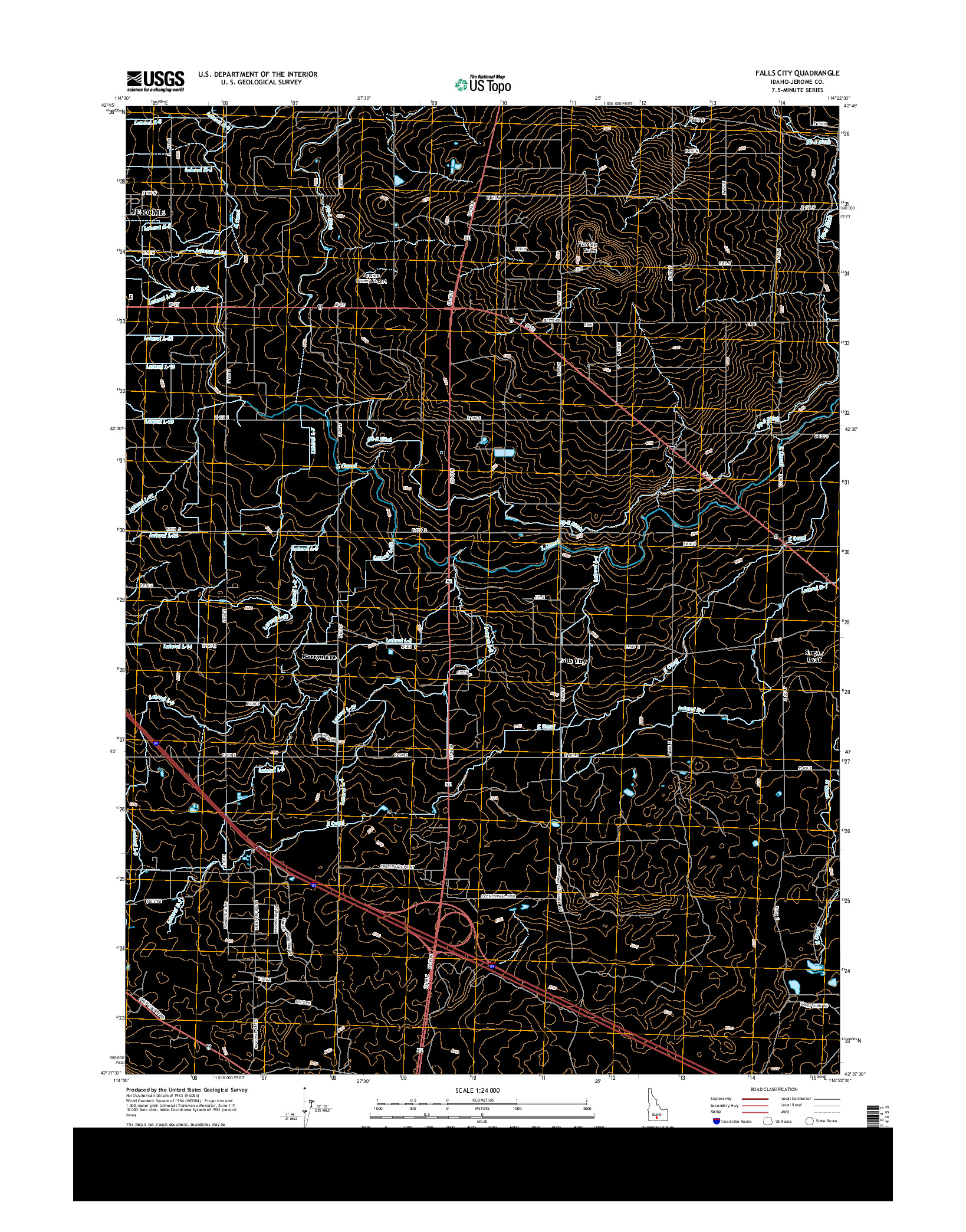 USGS US TOPO 7.5-MINUTE MAP FOR FALLS CITY, ID 2013