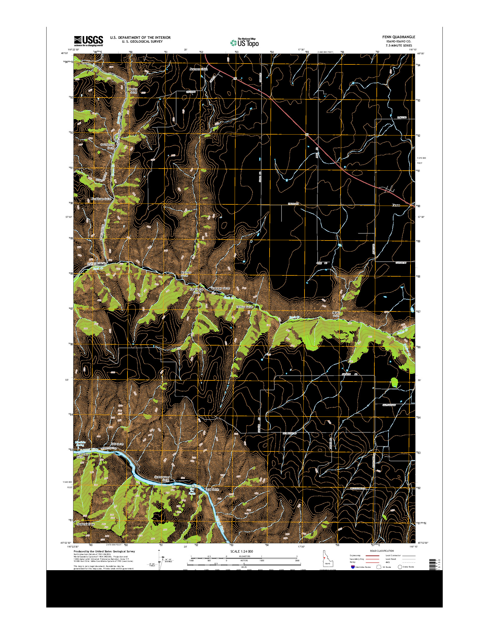 USGS US TOPO 7.5-MINUTE MAP FOR FENN, ID 2013