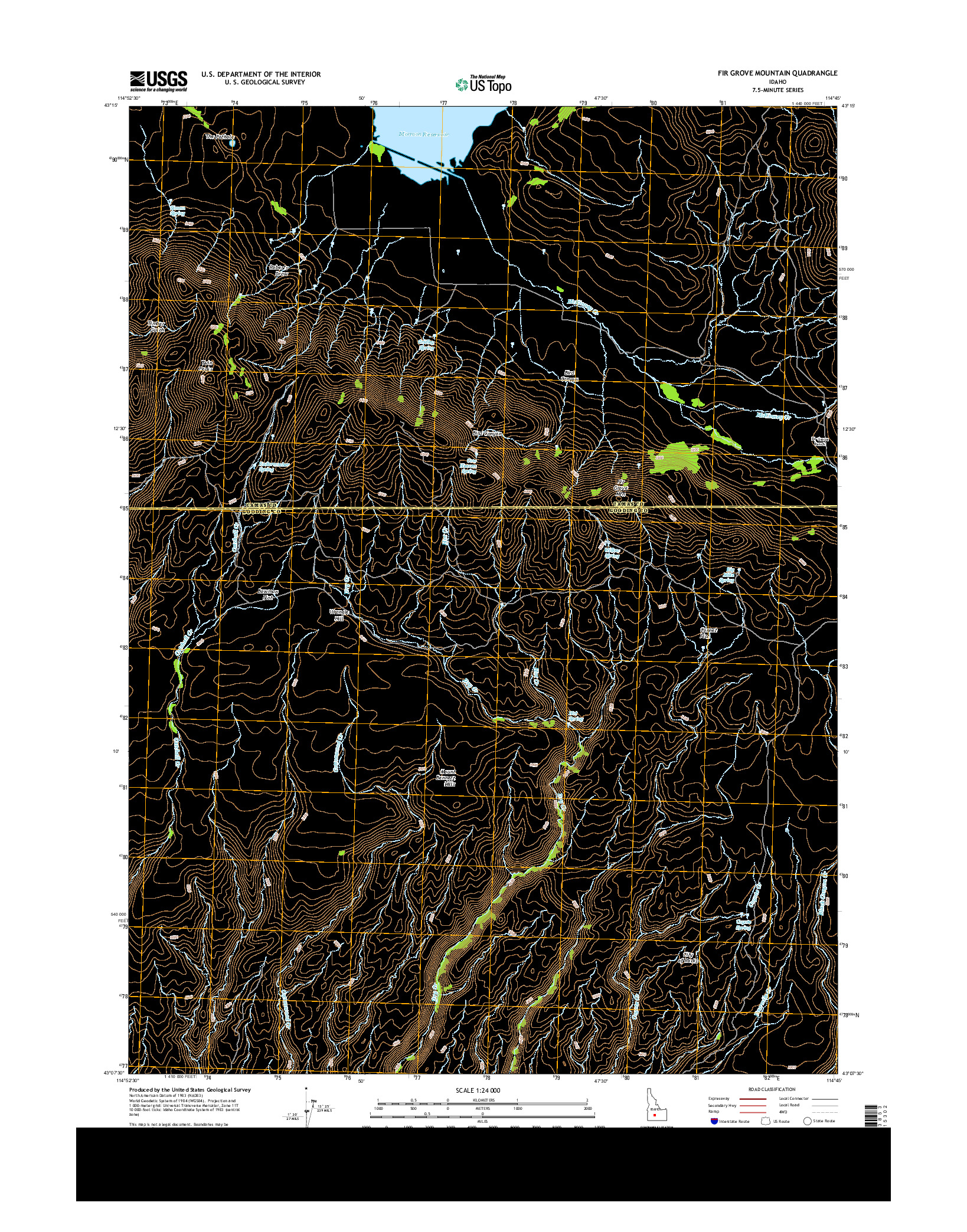 USGS US TOPO 7.5-MINUTE MAP FOR FIR GROVE MOUNTAIN, ID 2013