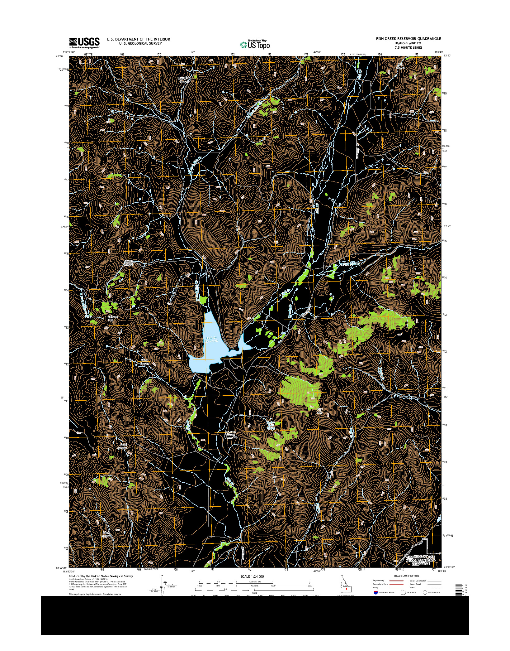 USGS US TOPO 7.5-MINUTE MAP FOR FISH CREEK RESERVOIR, ID 2013