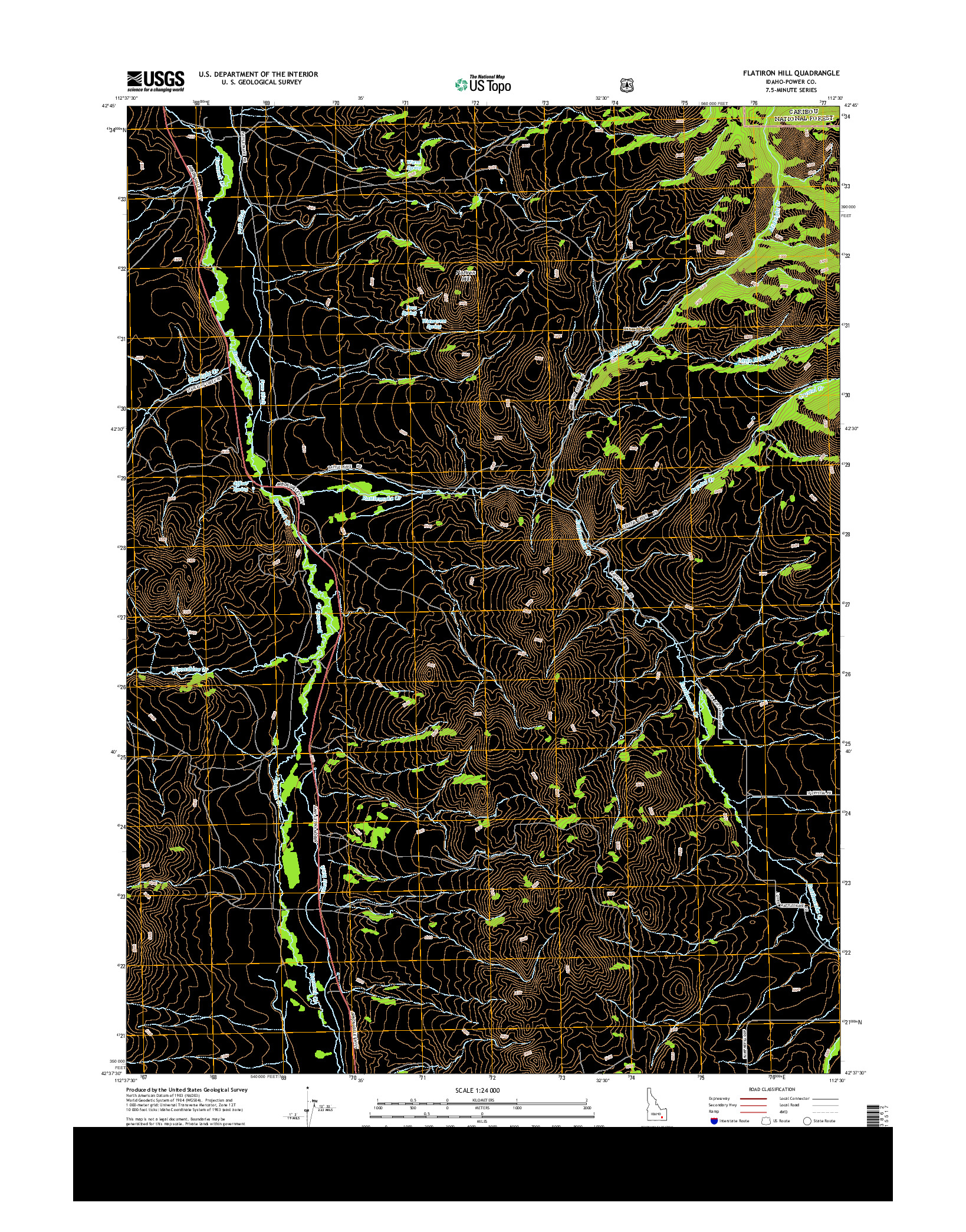 USGS US TOPO 7.5-MINUTE MAP FOR FLATIRON HILL, ID 2013