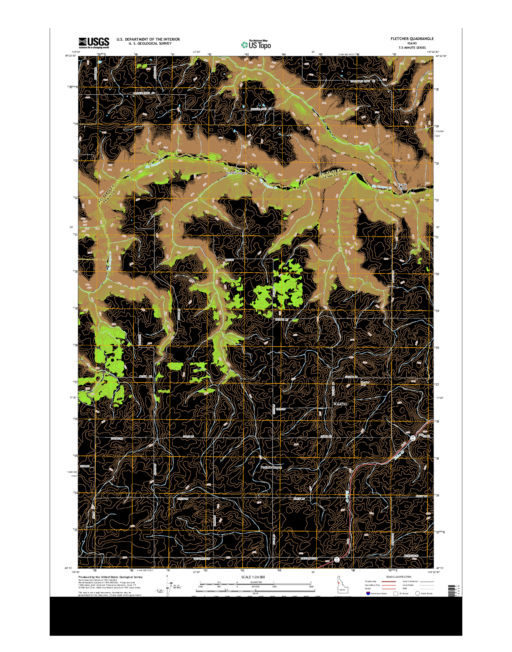 USGS US TOPO 7.5-MINUTE MAP FOR FLETCHER, ID 2013