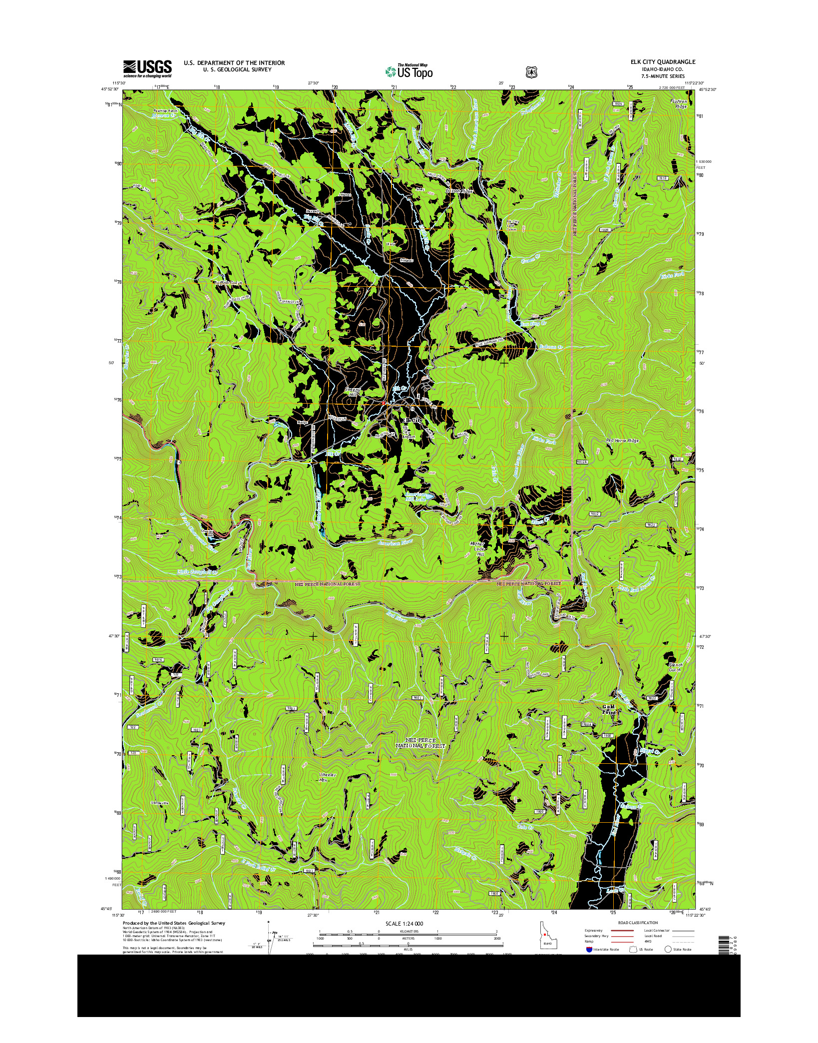 USGS US TOPO 7.5-MINUTE MAP FOR ELK CITY, ID 2013