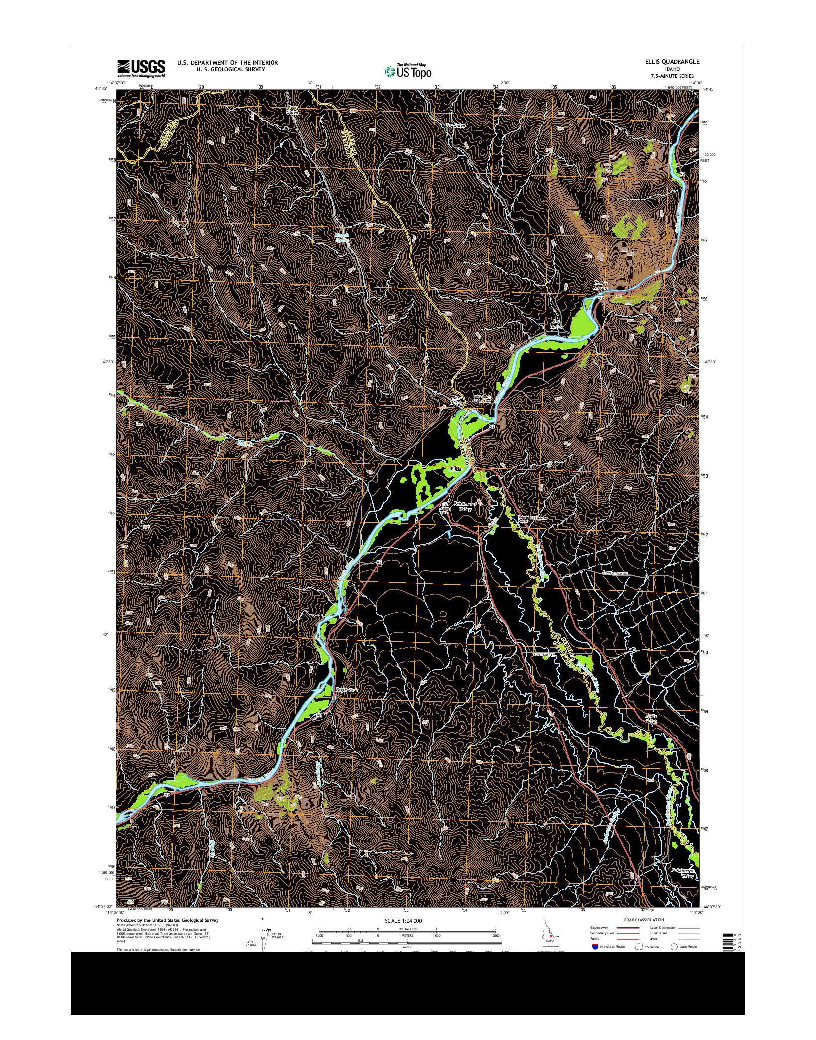 USGS US TOPO 7.5-MINUTE MAP FOR ELLIS, ID 2013