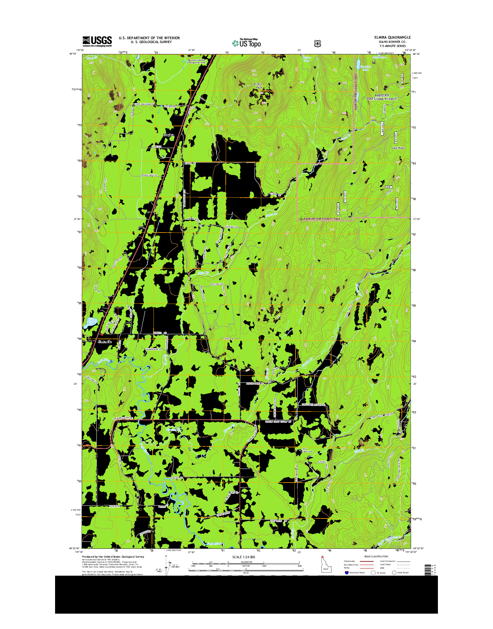 USGS US TOPO 7.5-MINUTE MAP FOR ELMIRA, ID 2013