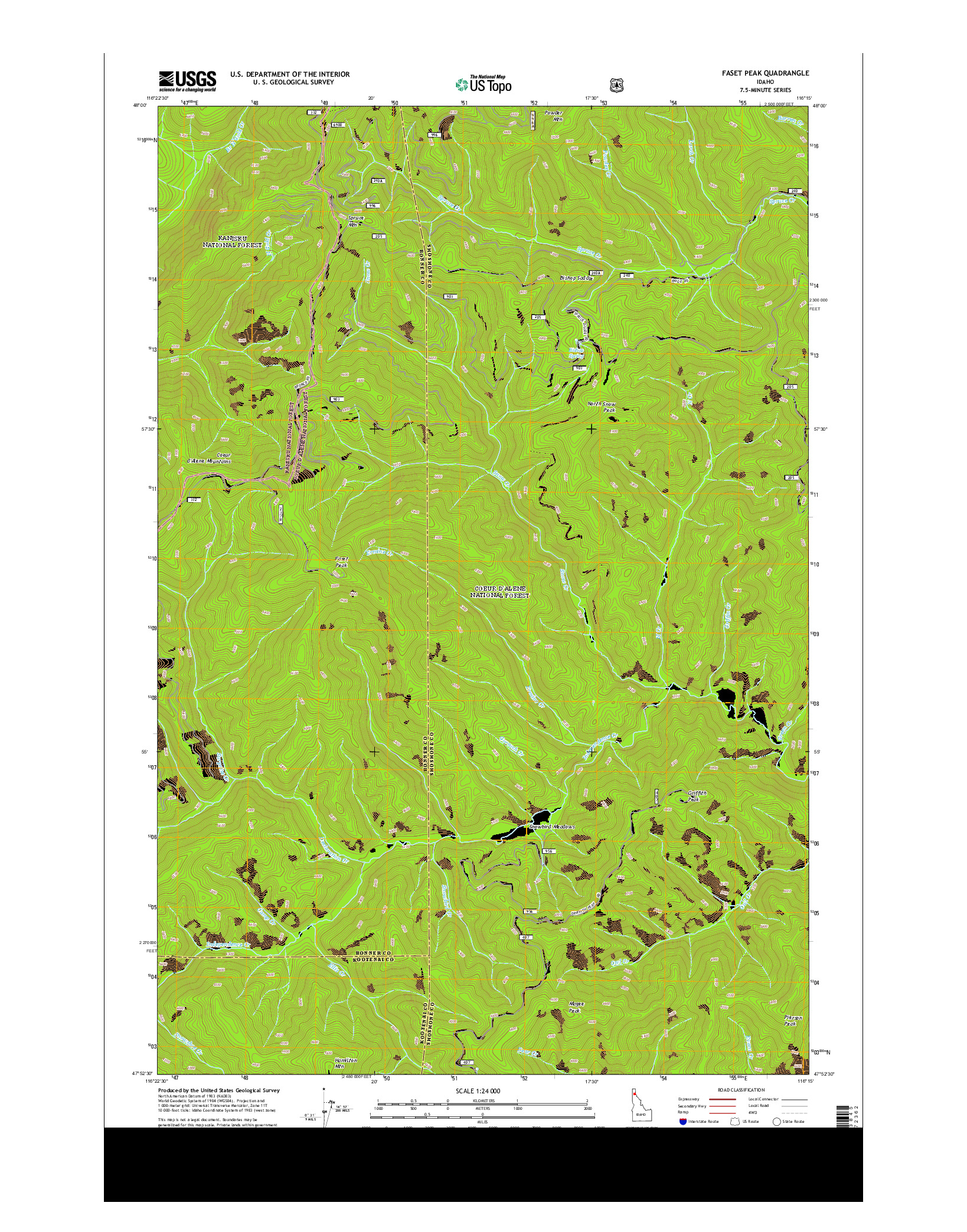 USGS US TOPO 7.5-MINUTE MAP FOR FASET PEAK, ID 2013