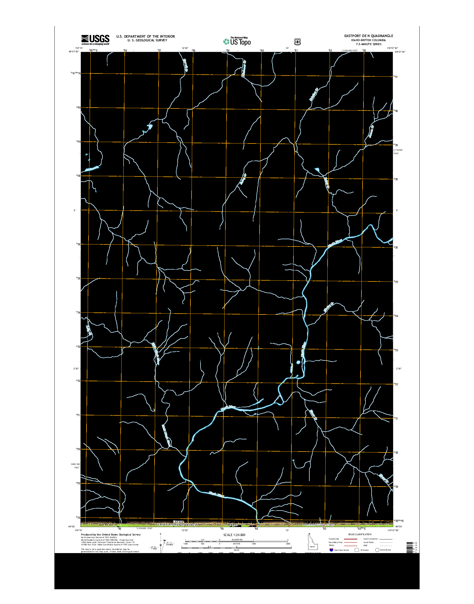 USGS US TOPO 7.5-MINUTE MAP FOR EASTPORT OE N, ID-BC 2013