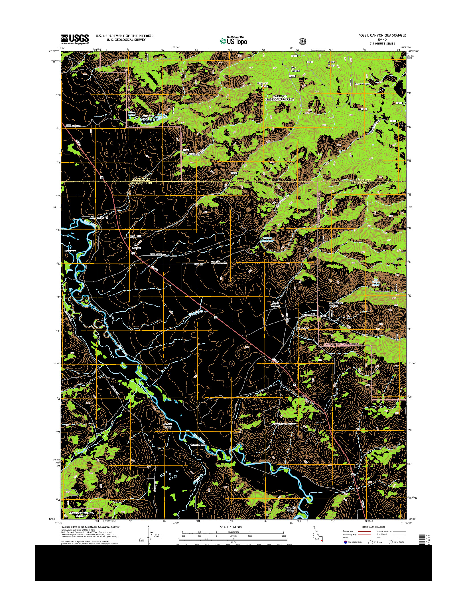 USGS US TOPO 7.5-MINUTE MAP FOR FOSSIL CANYON, ID 2013