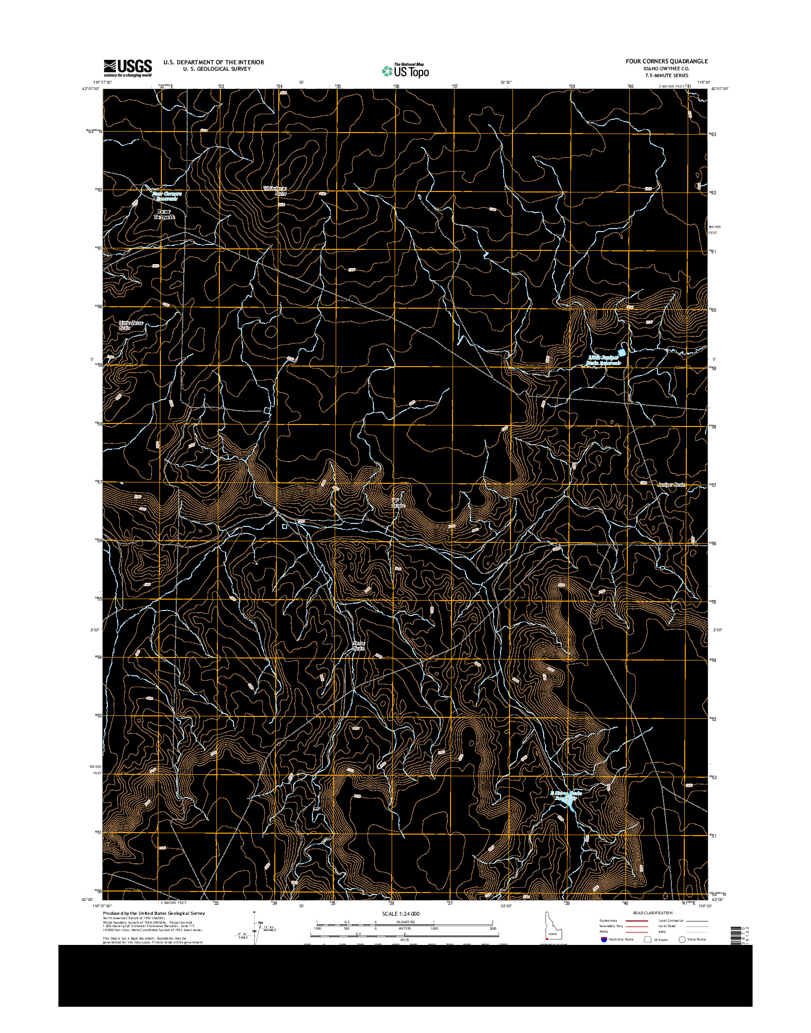 USGS US TOPO 7.5-MINUTE MAP FOR FOUR CORNERS, ID 2013