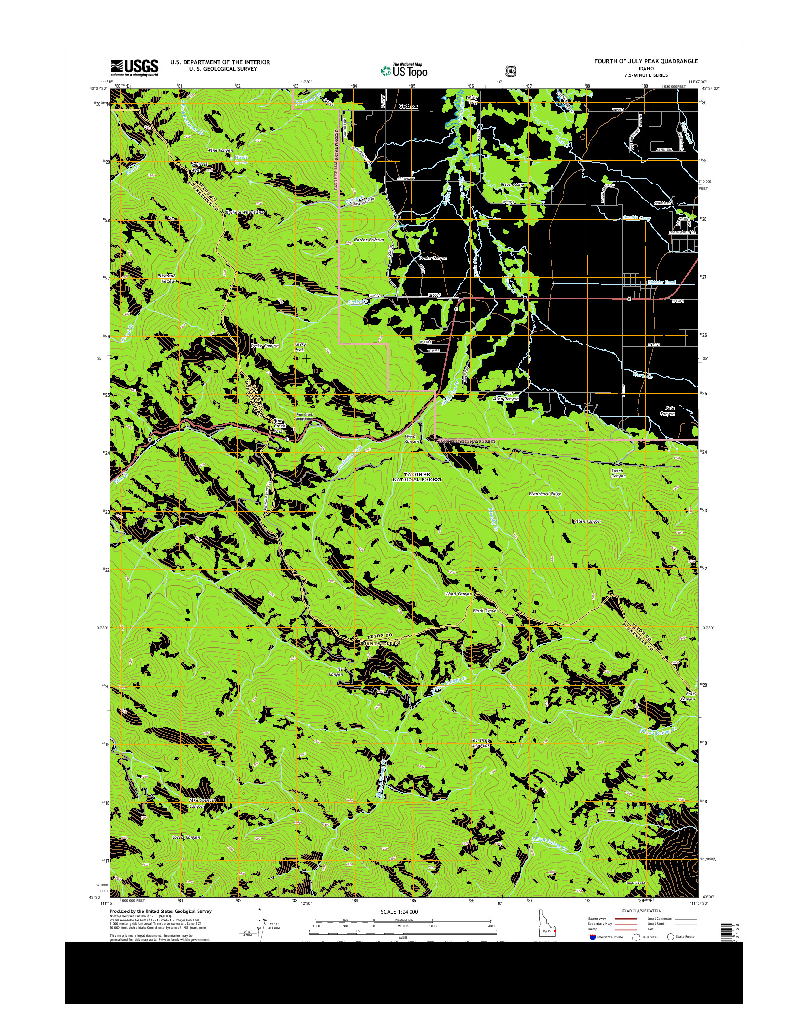USGS US TOPO 7.5-MINUTE MAP FOR FOURTH OF JULY PEAK, ID 2013