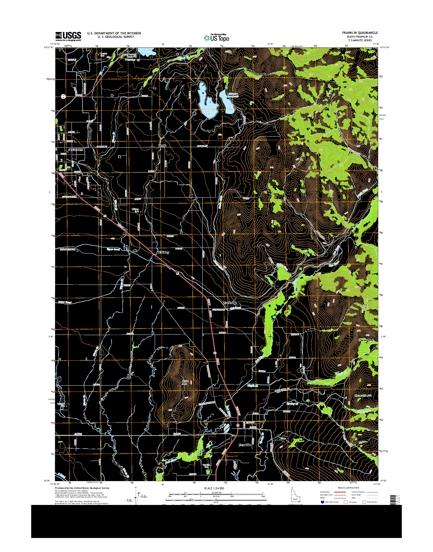 USGS US TOPO 7.5-MINUTE MAP FOR FRANKLIN, ID 2013