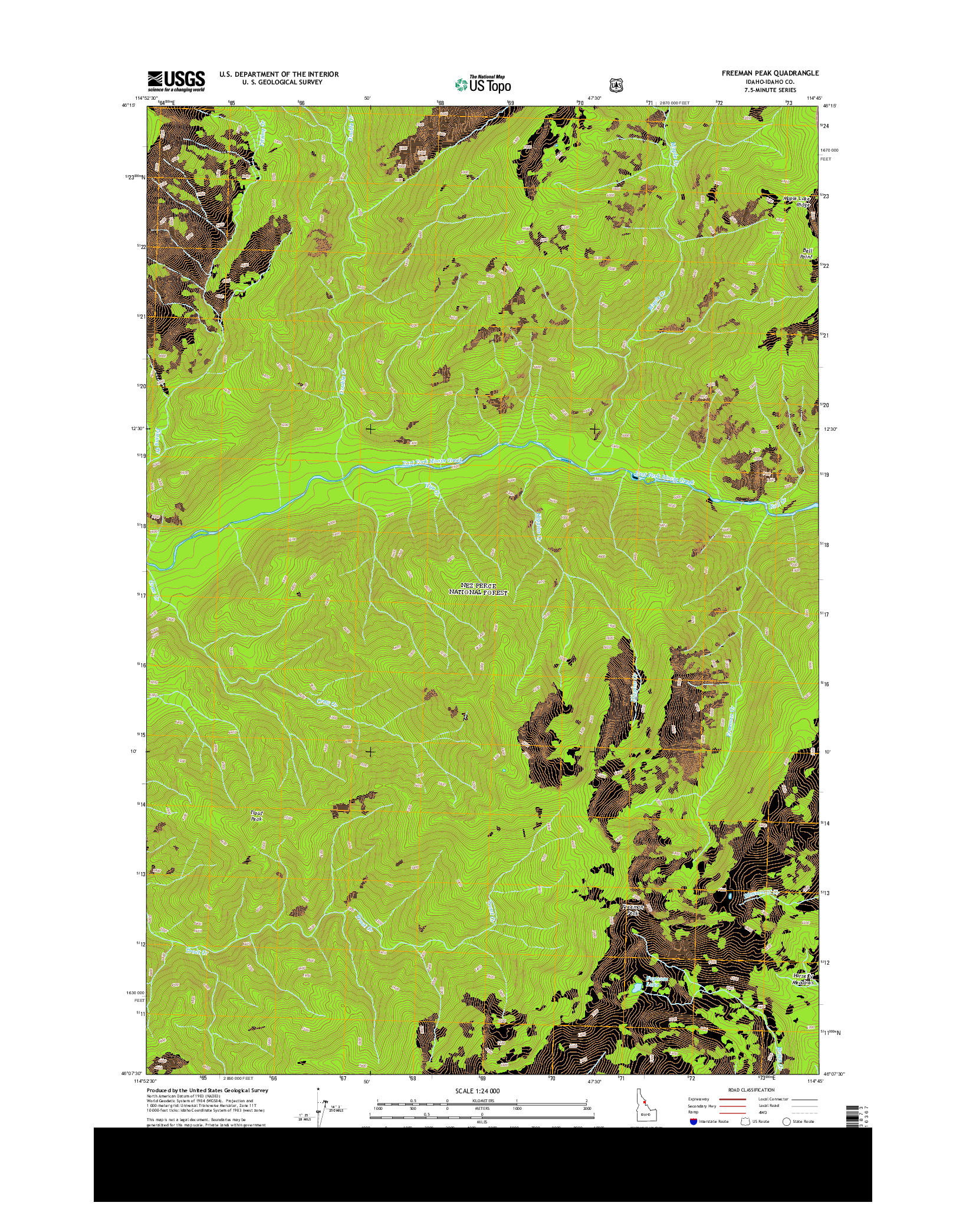 USGS US TOPO 7.5-MINUTE MAP FOR FREEMAN PEAK, ID 2013