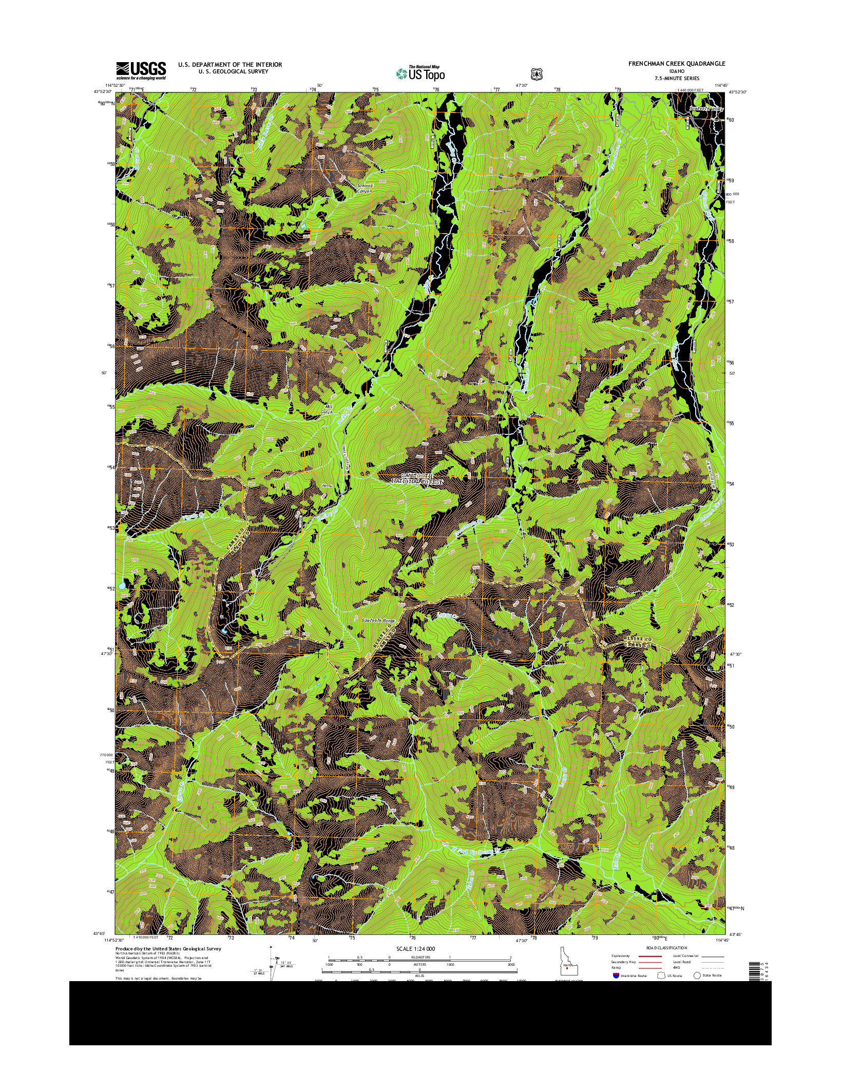 USGS US TOPO 7.5-MINUTE MAP FOR FRENCHMAN CREEK, ID 2013