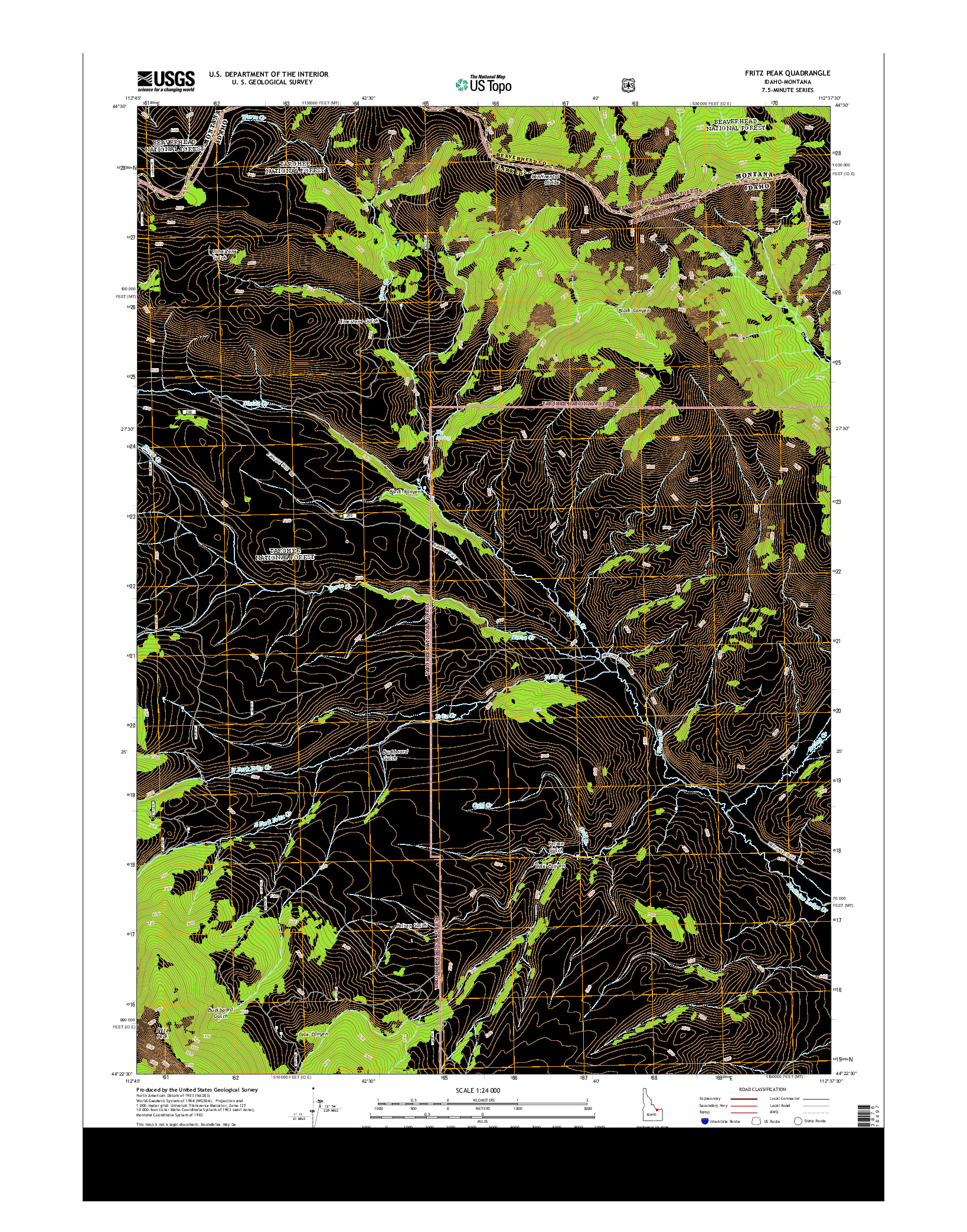 USGS US TOPO 7.5-MINUTE MAP FOR FRITZ PEAK, ID-MT 2013