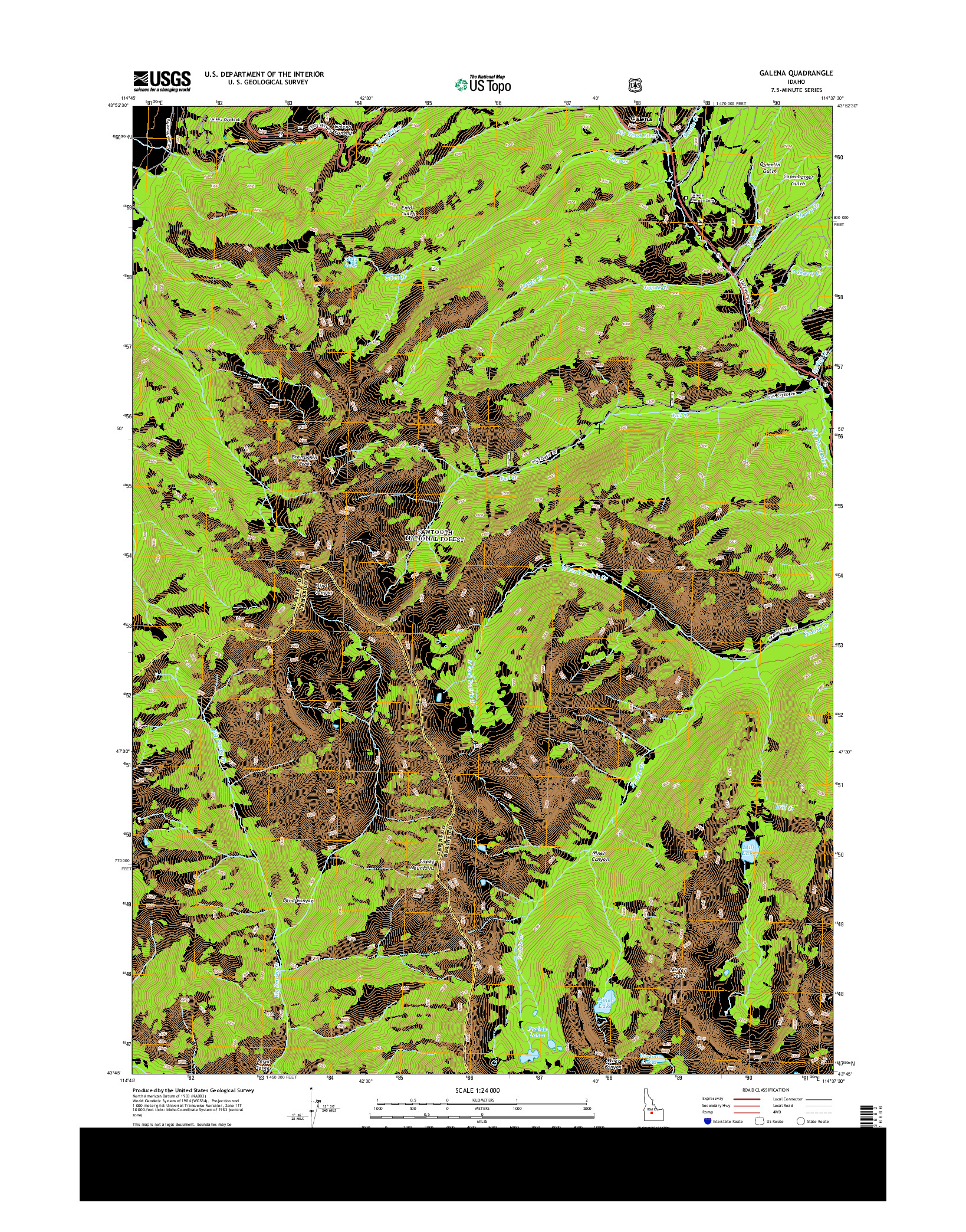 USGS US TOPO 7.5-MINUTE MAP FOR GALENA, ID 2013