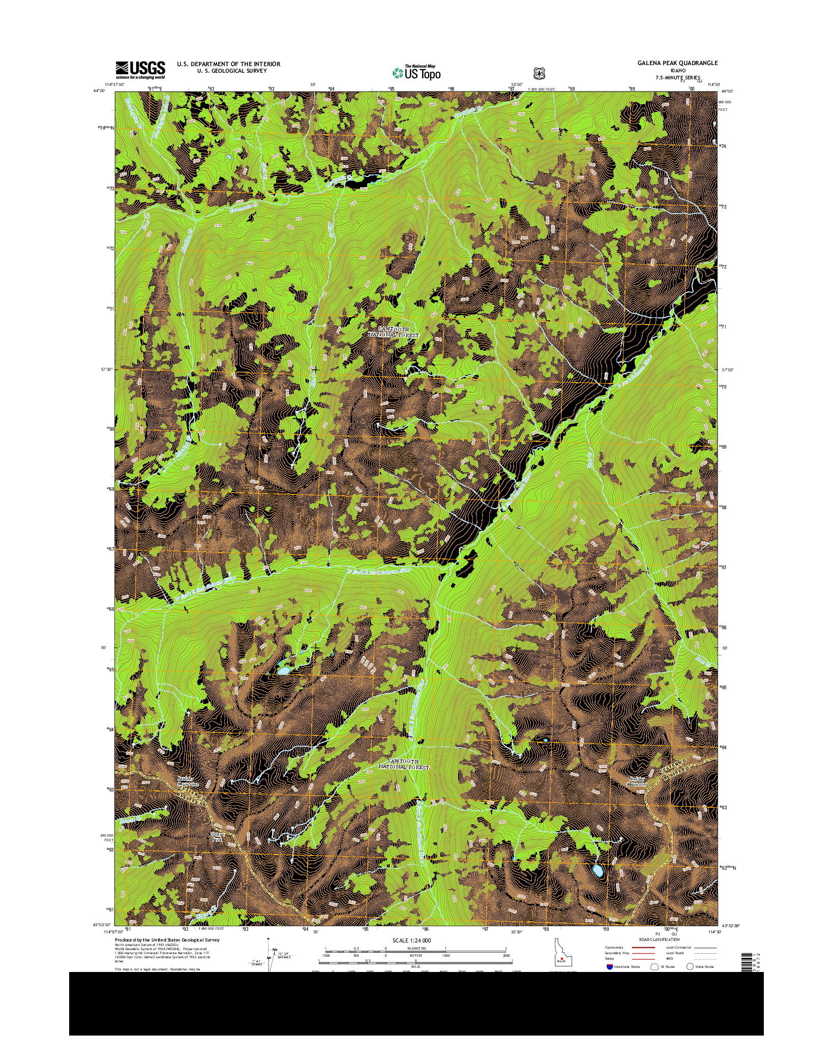 USGS US TOPO 7.5-MINUTE MAP FOR GALENA PEAK, ID 2013