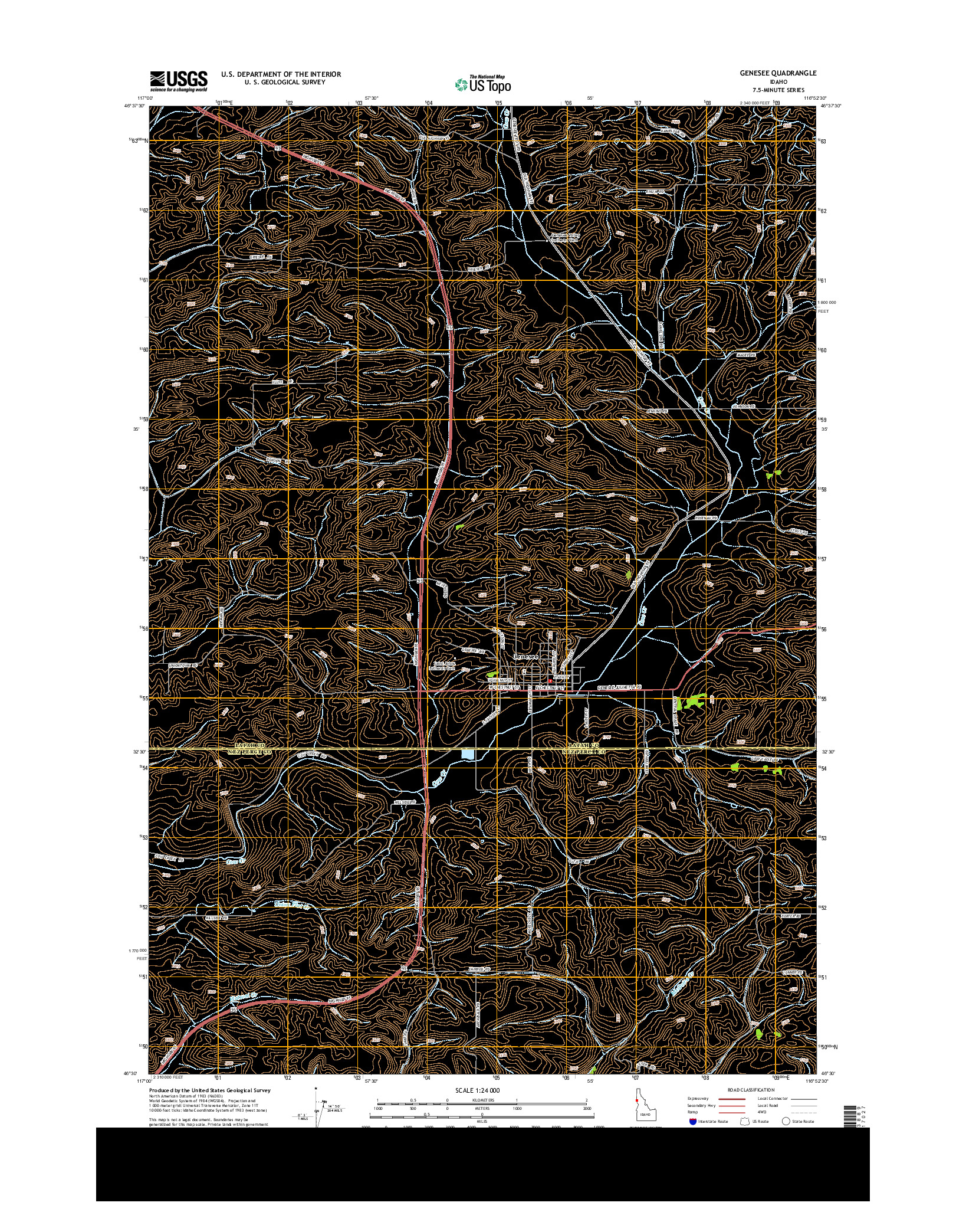 USGS US TOPO 7.5-MINUTE MAP FOR GENESEE, ID 2013