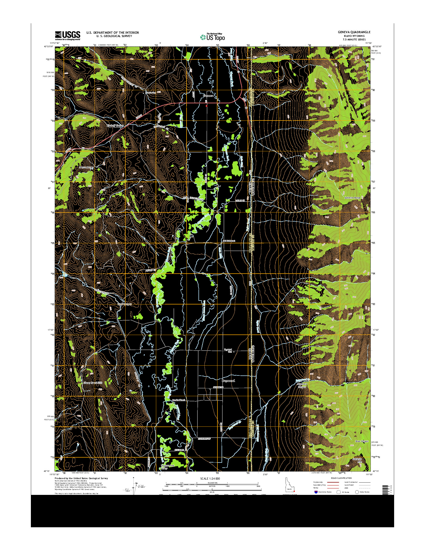 USGS US TOPO 7.5-MINUTE MAP FOR GENEVA, ID-WY 2013