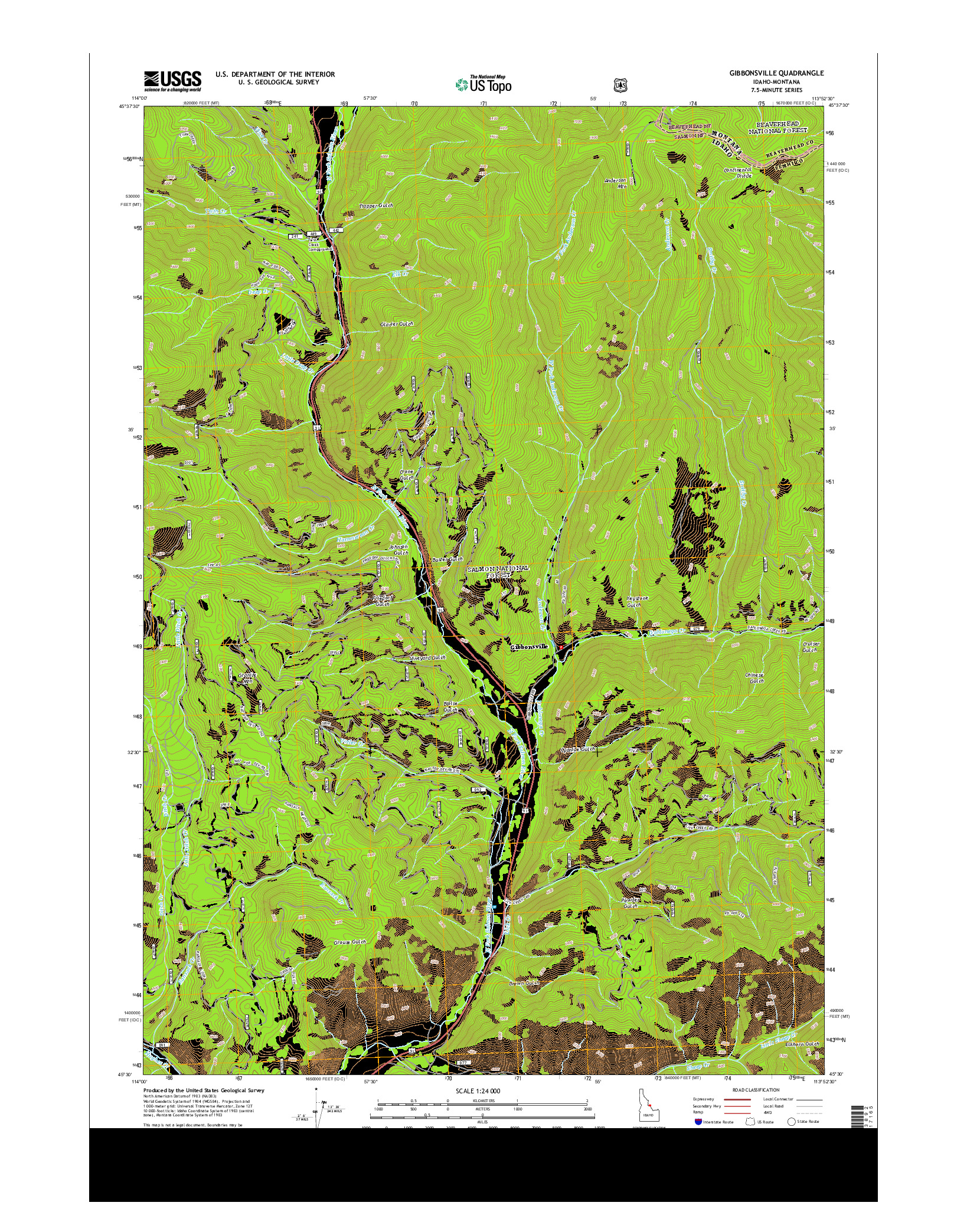 USGS US TOPO 7.5-MINUTE MAP FOR GIBBONSVILLE, ID-MT 2013