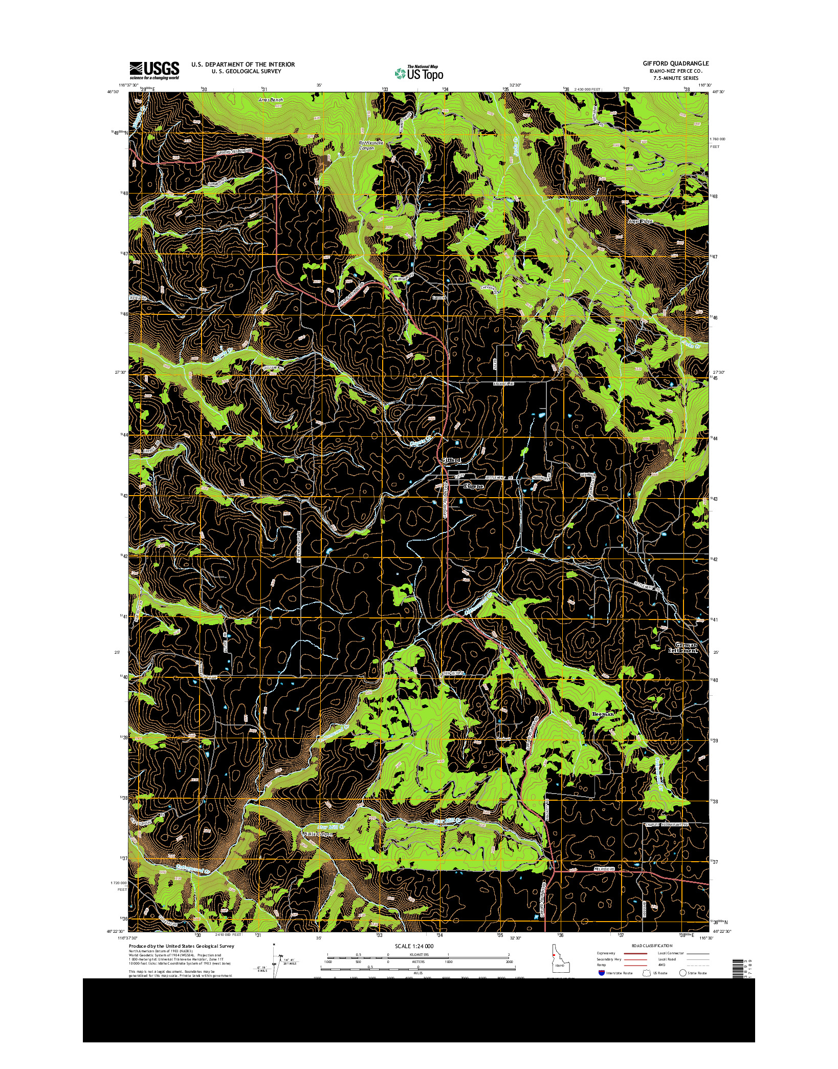 USGS US TOPO 7.5-MINUTE MAP FOR GIFFORD, ID 2013