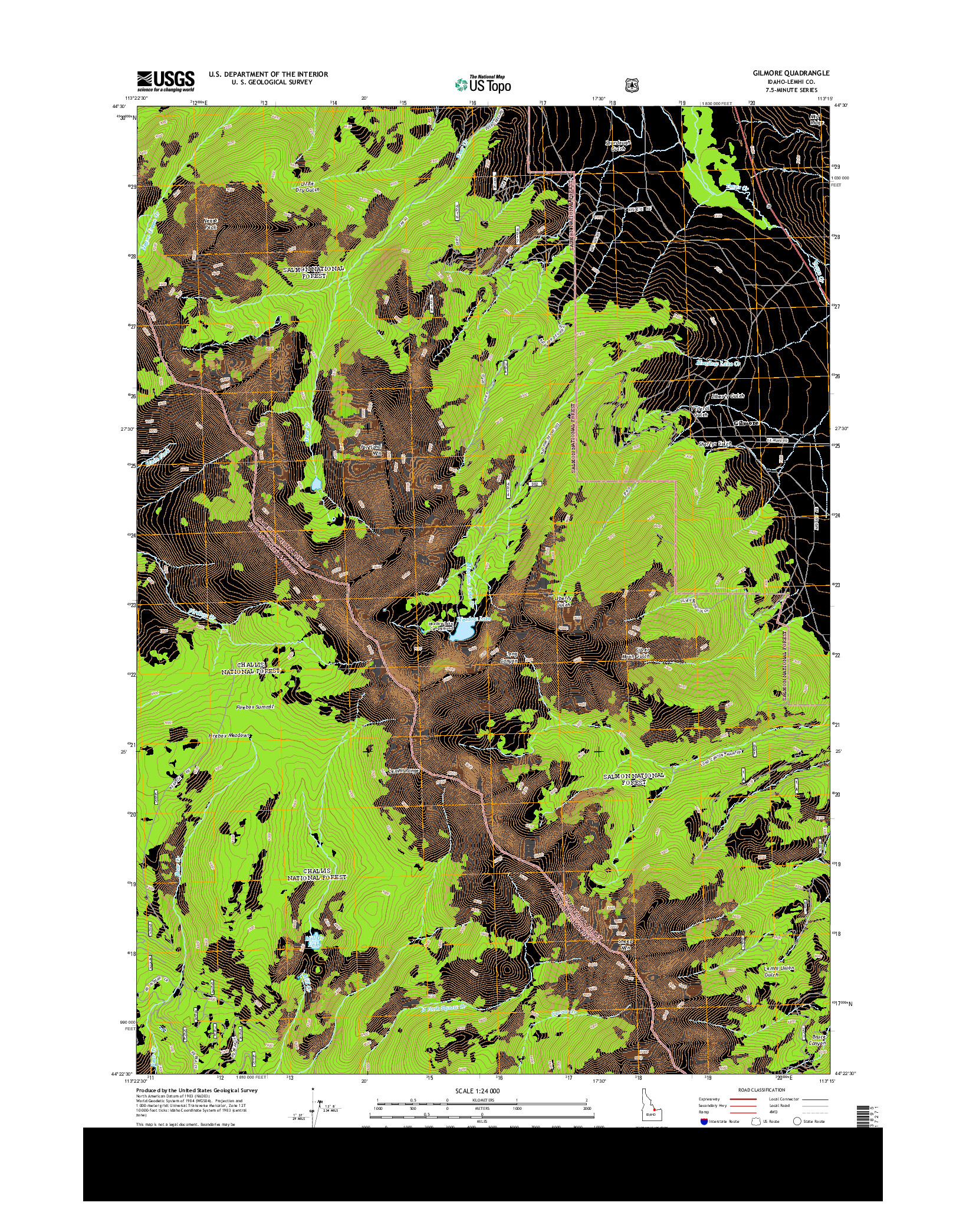 USGS US TOPO 7.5-MINUTE MAP FOR GILMORE, ID 2013
