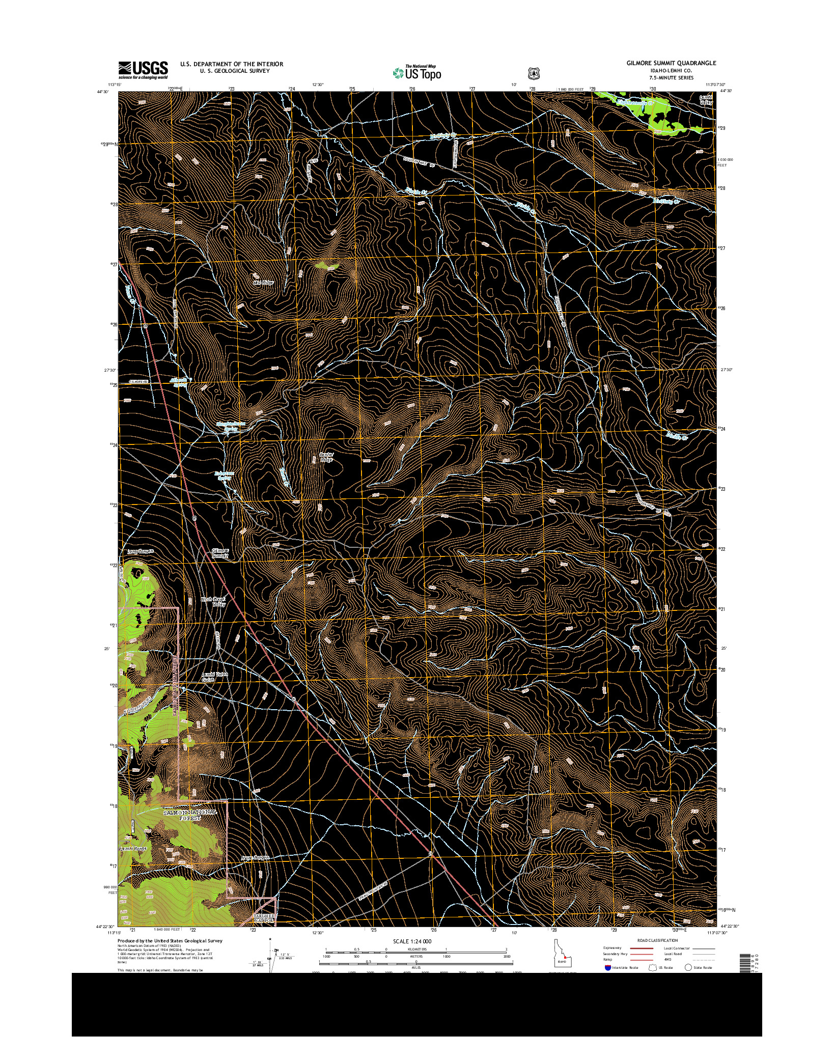 USGS US TOPO 7.5-MINUTE MAP FOR GILMORE SUMMIT, ID 2013