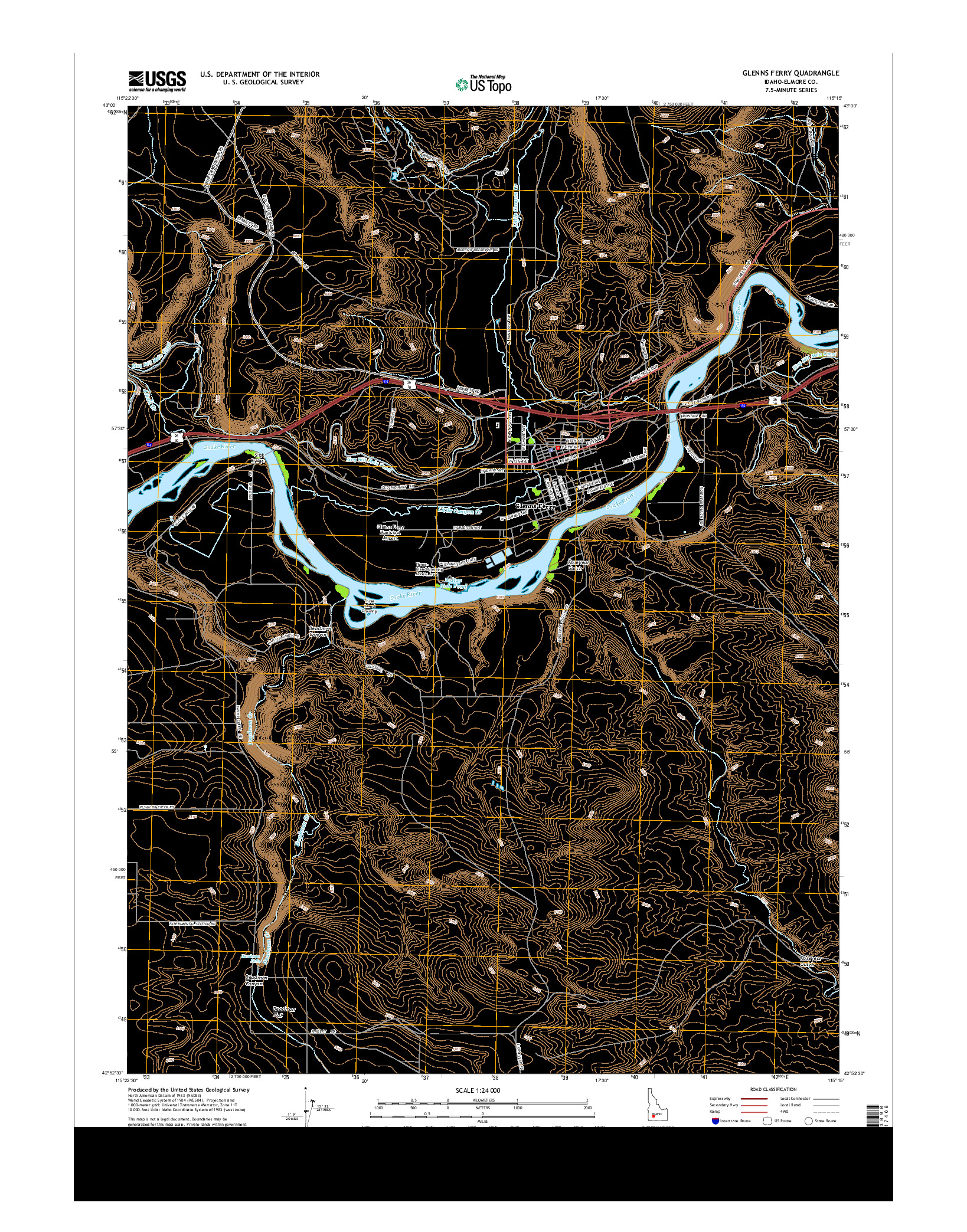 USGS US TOPO 7.5-MINUTE MAP FOR GLENNS FERRY, ID 2013