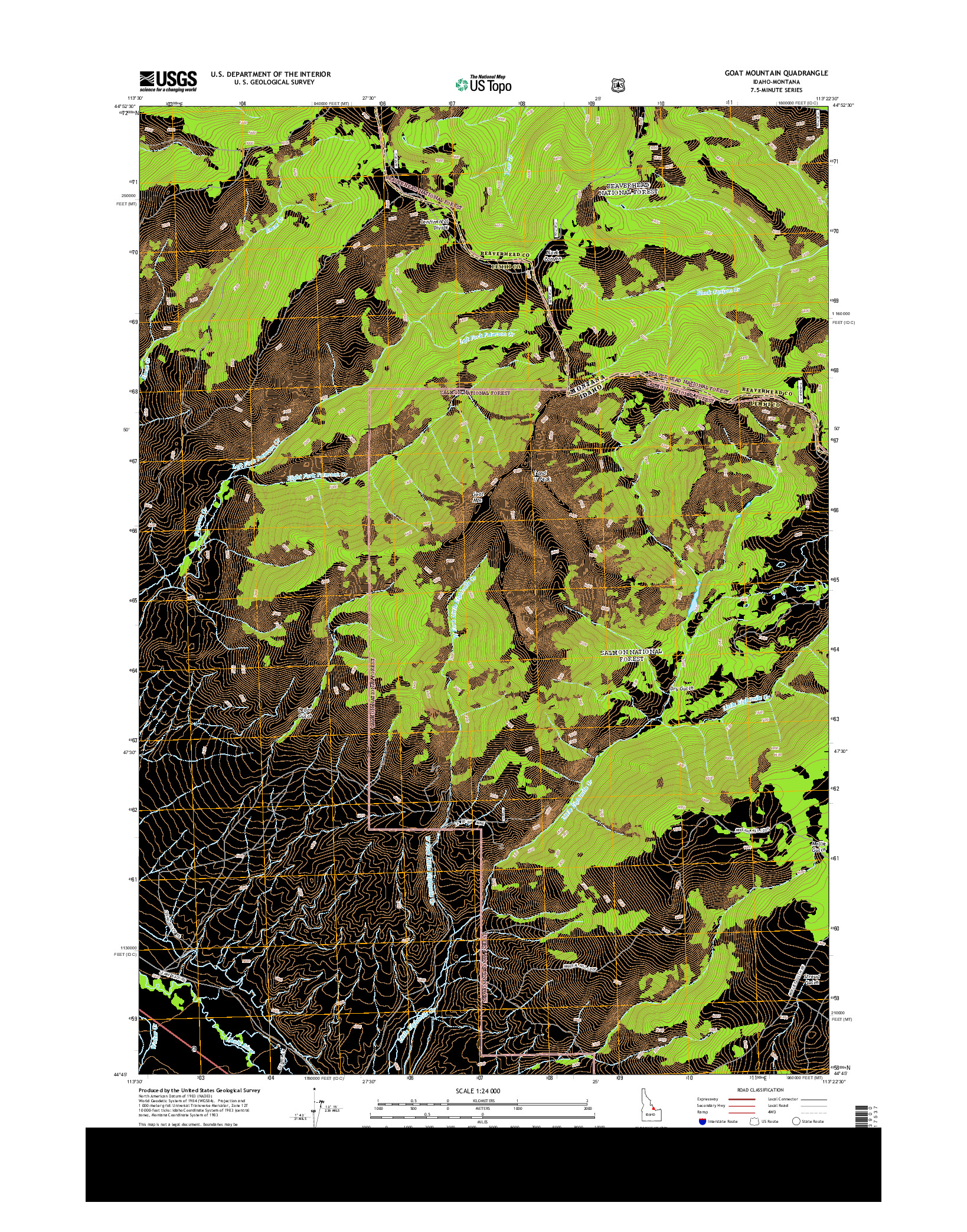 USGS US TOPO 7.5-MINUTE MAP FOR GOAT MOUNTAIN, ID-MT 2013