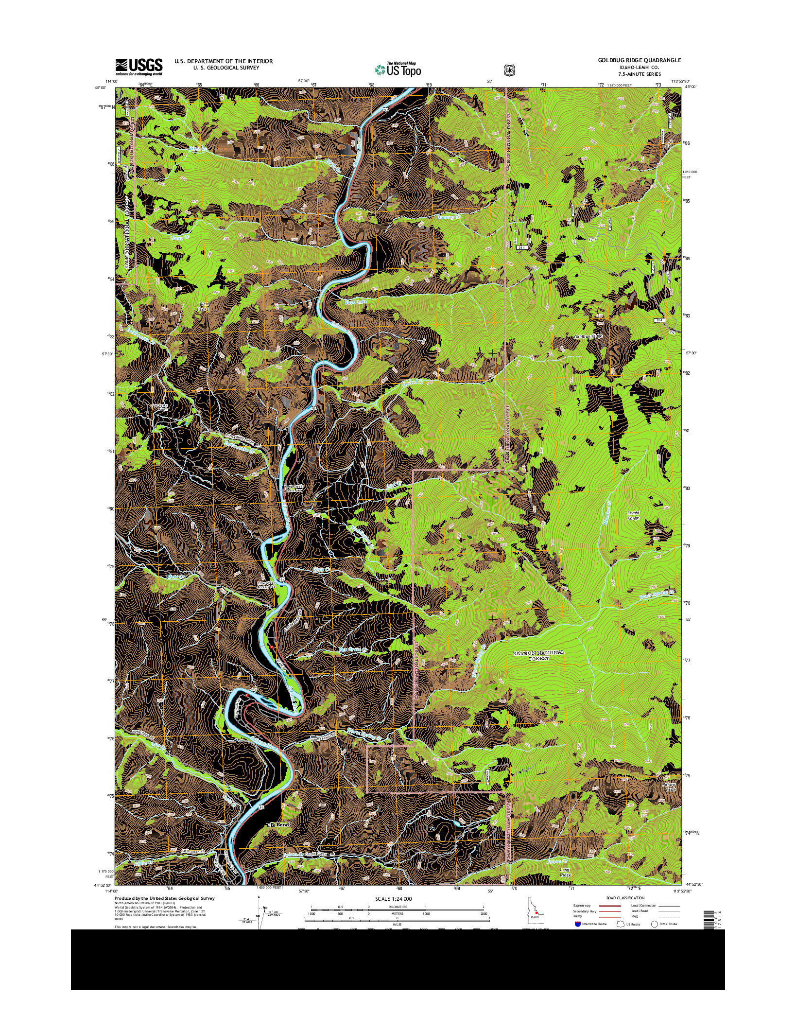 USGS US TOPO 7.5-MINUTE MAP FOR GOLDBUG RIDGE, ID 2013