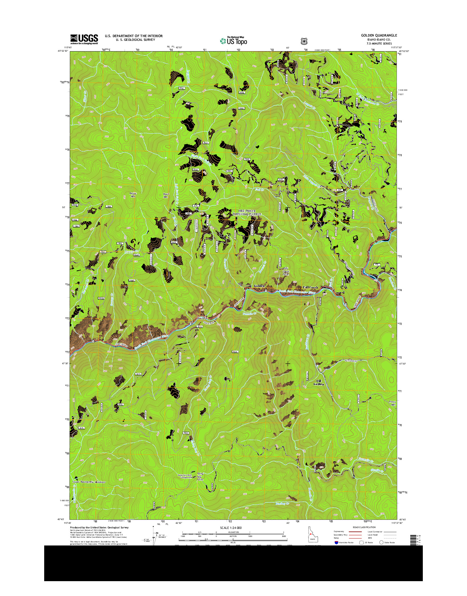 USGS US TOPO 7.5-MINUTE MAP FOR GOLDEN, ID 2013