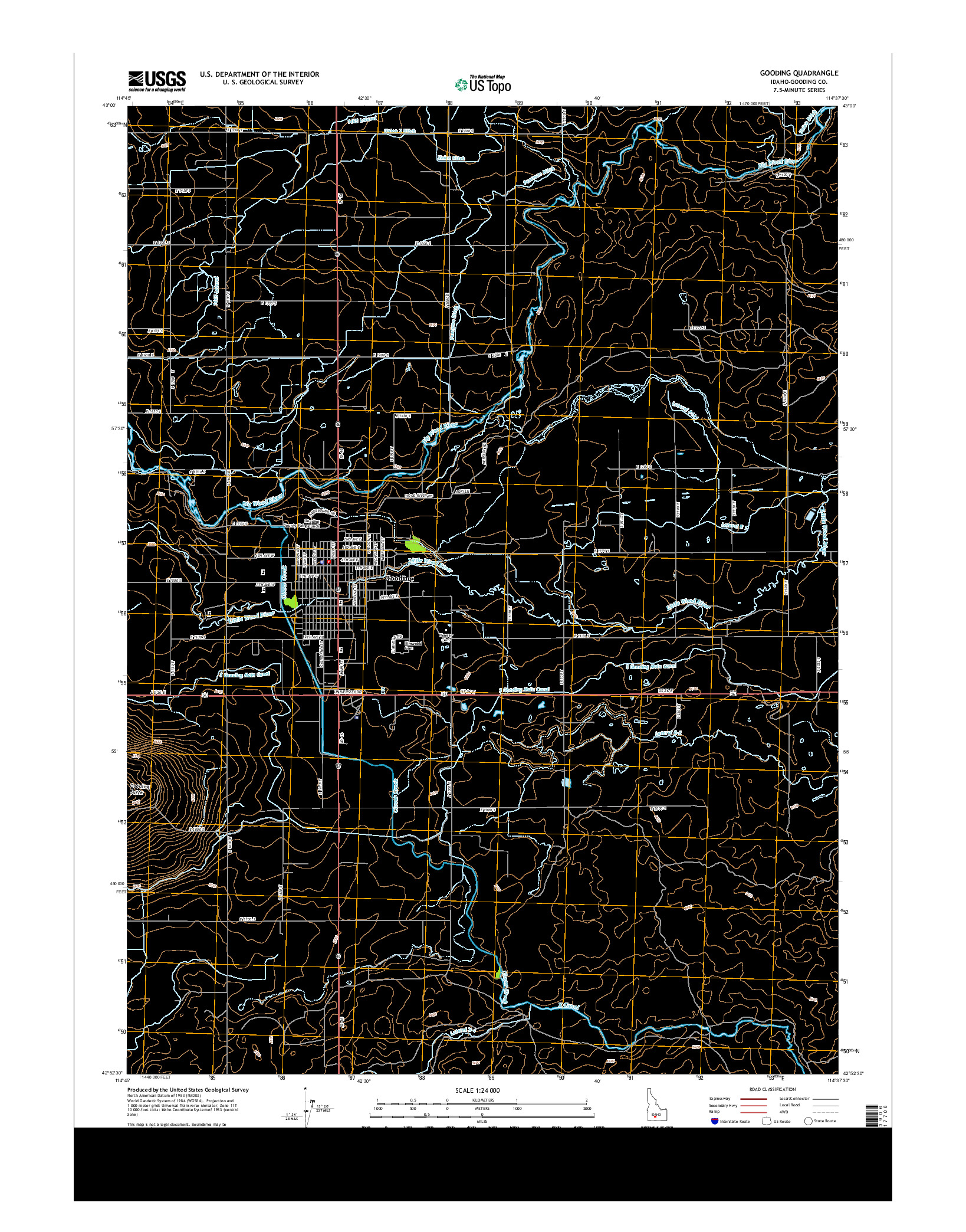 USGS US TOPO 7.5-MINUTE MAP FOR GOODING, ID 2013