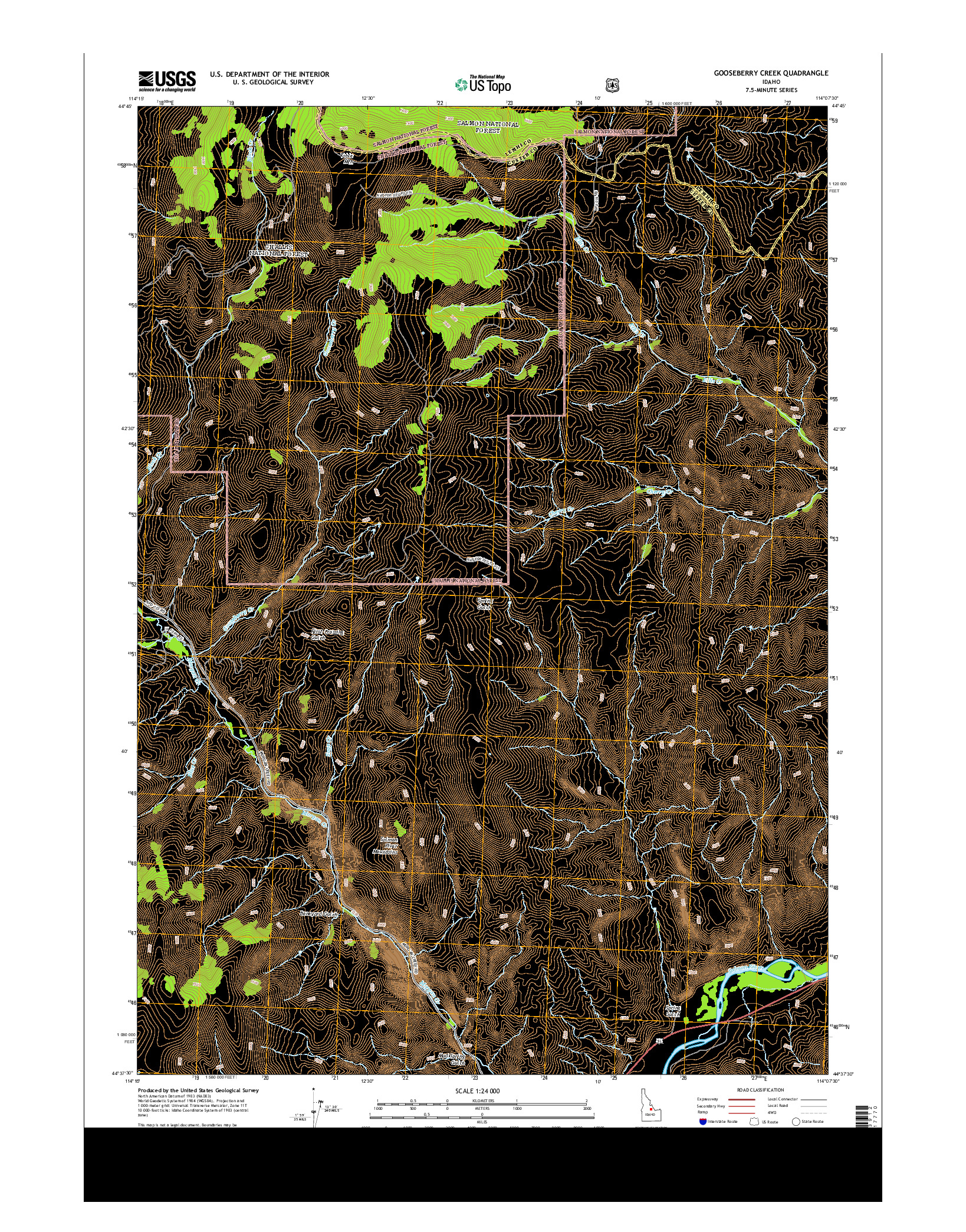 USGS US TOPO 7.5-MINUTE MAP FOR GOOSEBERRY CREEK, ID 2013