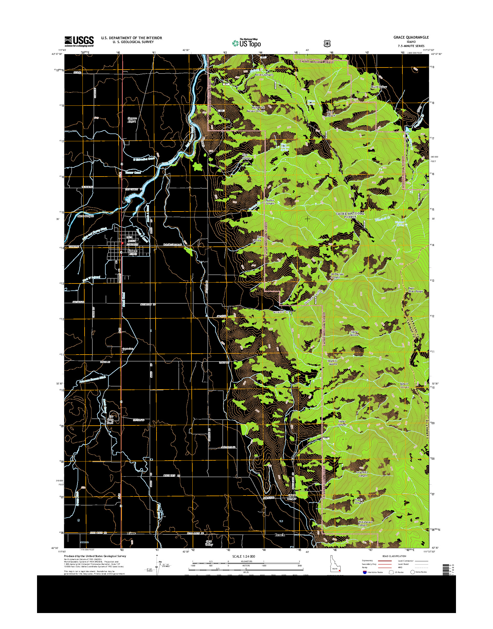 USGS US TOPO 7.5-MINUTE MAP FOR GRACE, ID 2013