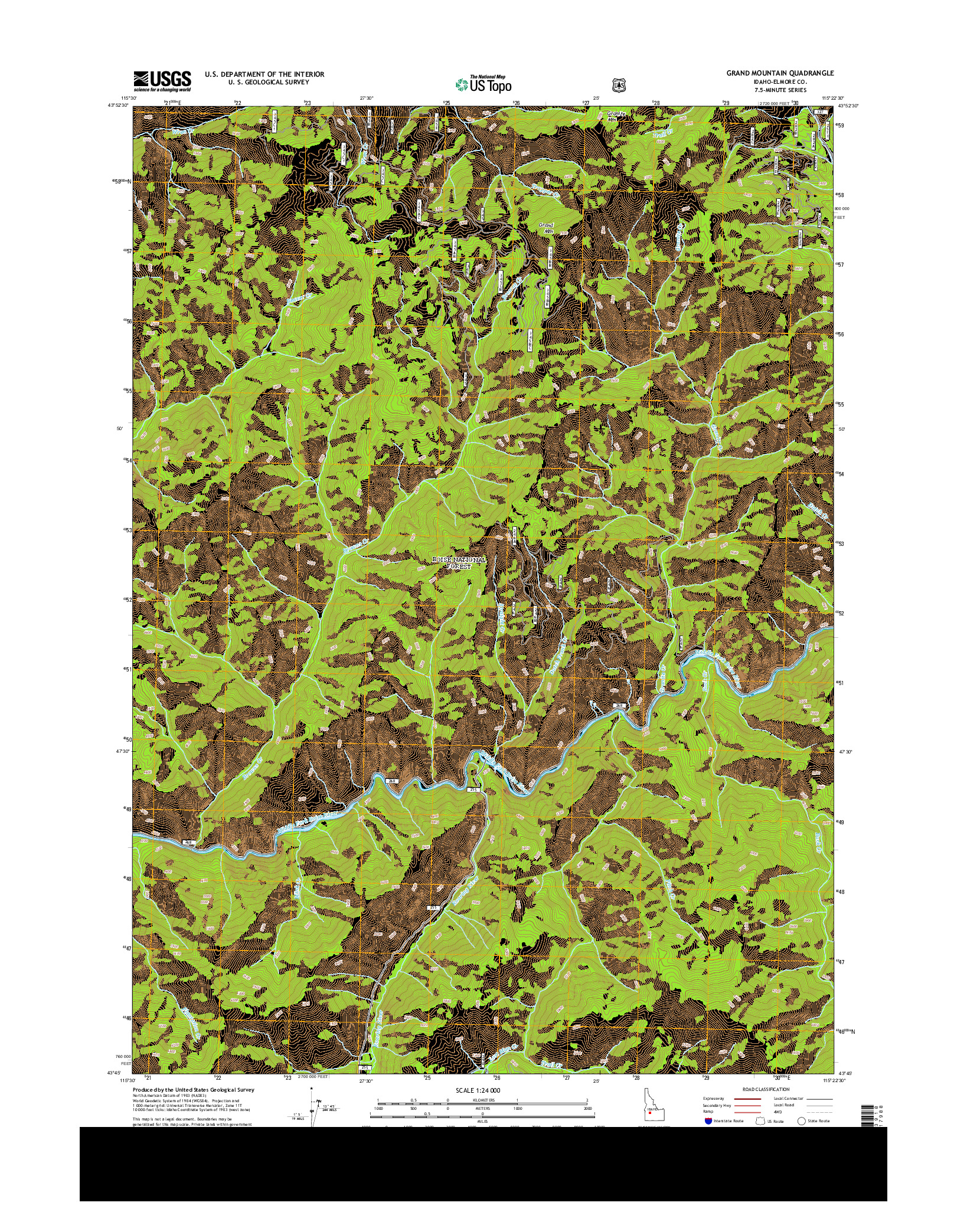 USGS US TOPO 7.5-MINUTE MAP FOR GRAND MOUNTAIN, ID 2013