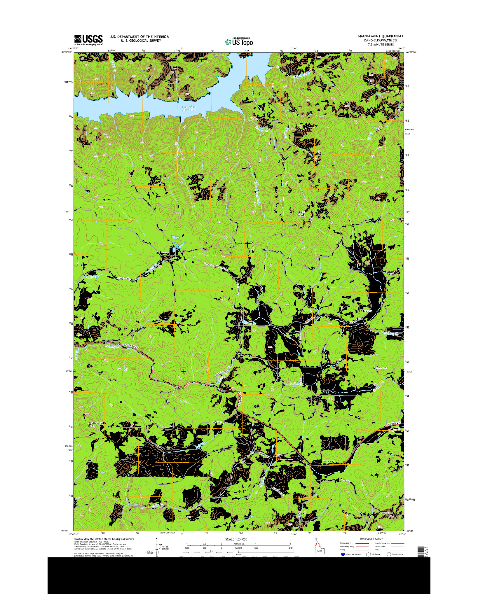 USGS US TOPO 7.5-MINUTE MAP FOR GRANGEMONT, ID 2013