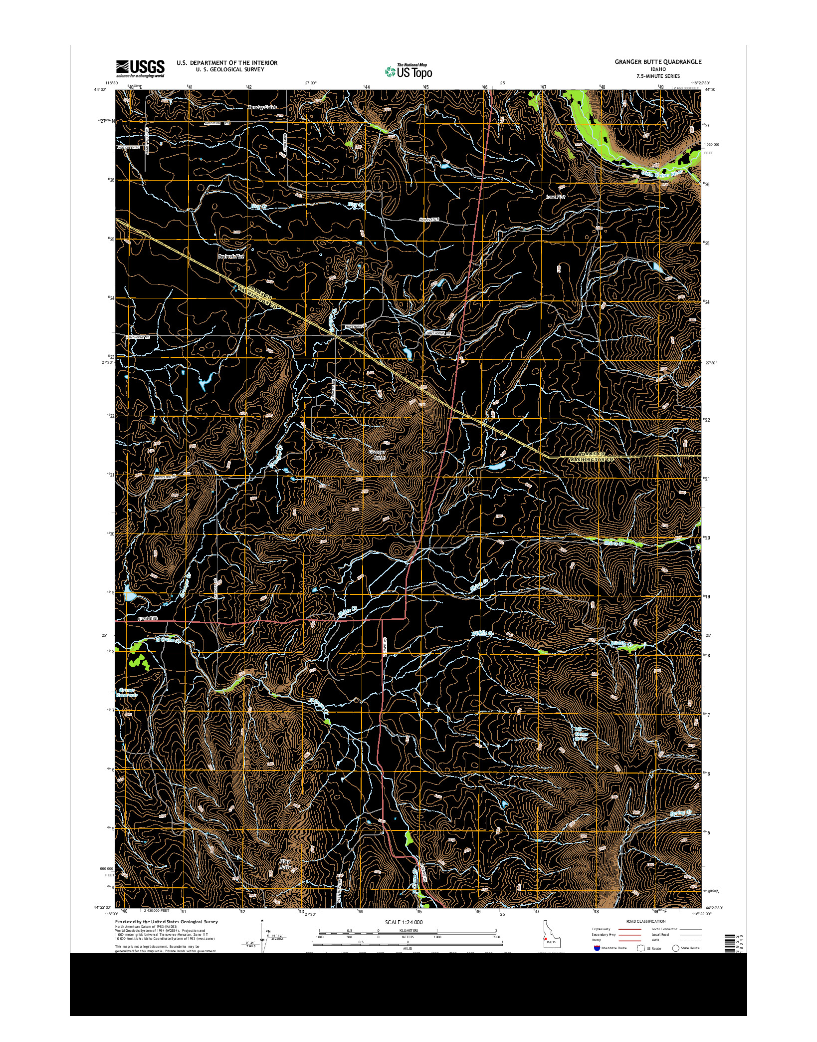 USGS US TOPO 7.5-MINUTE MAP FOR GRANGER BUTTE, ID 2013