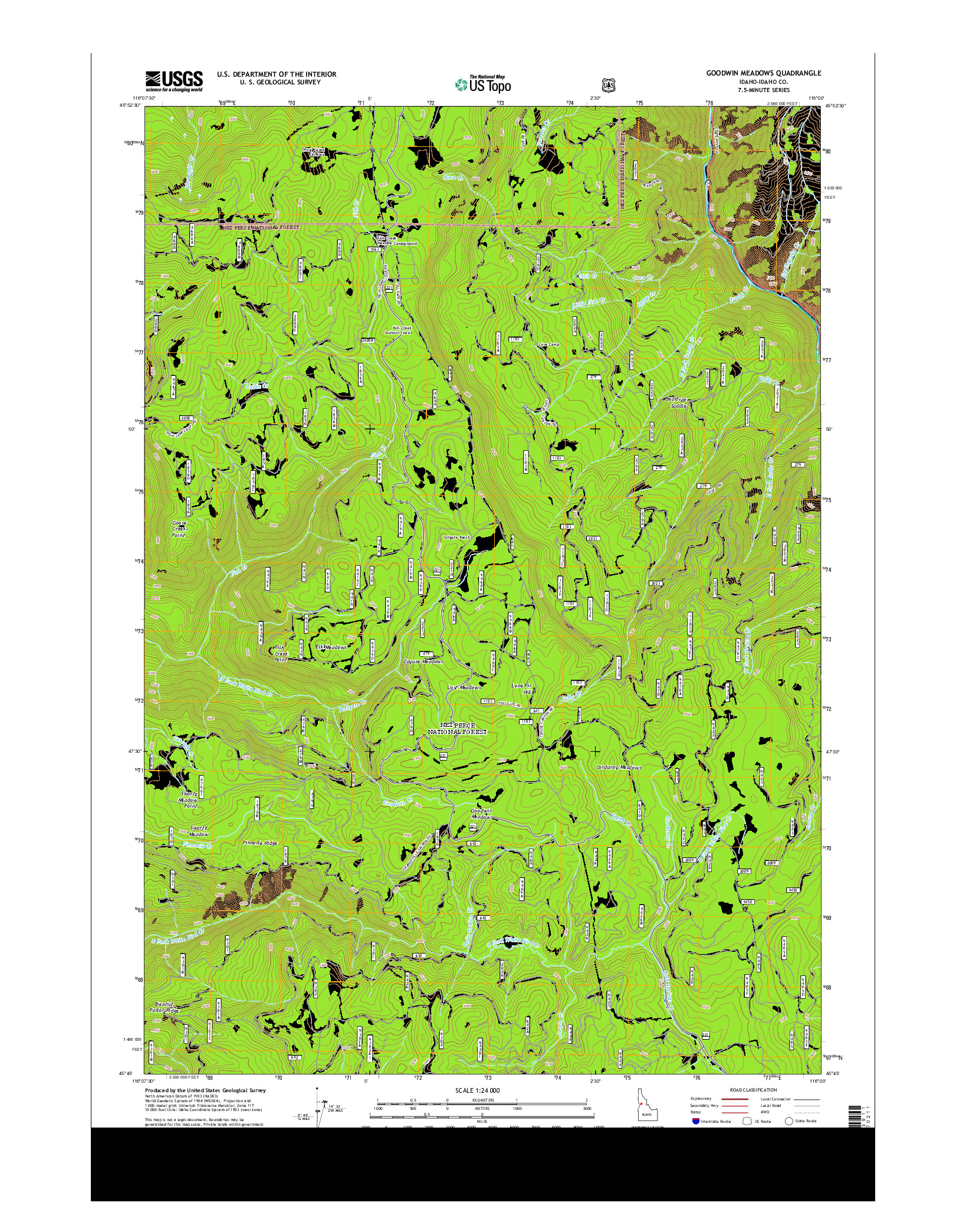 USGS US TOPO 7.5-MINUTE MAP FOR GOODWIN MEADOWS, ID 2013
