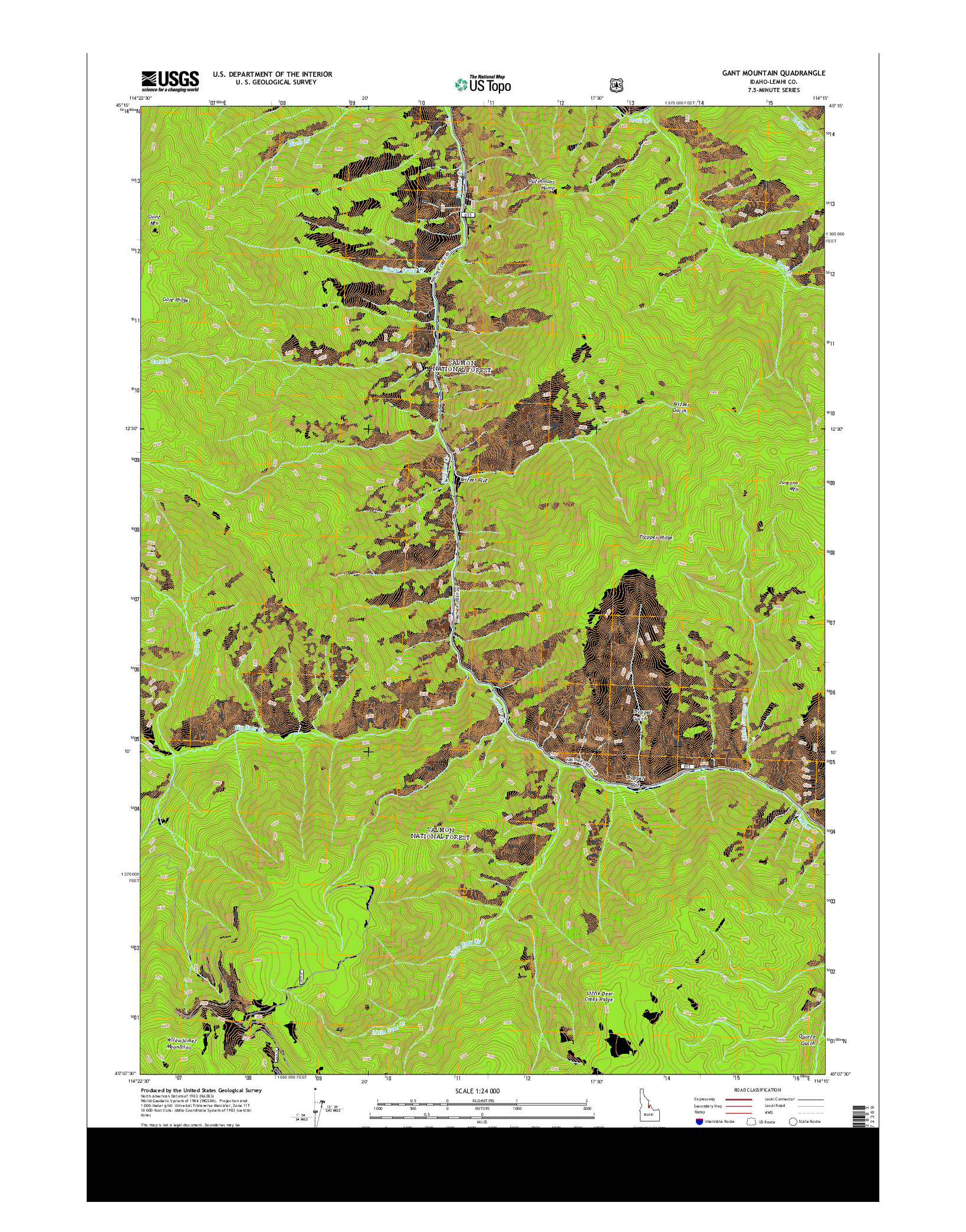 USGS US TOPO 7.5-MINUTE MAP FOR GANT MOUNTAIN, ID 2013