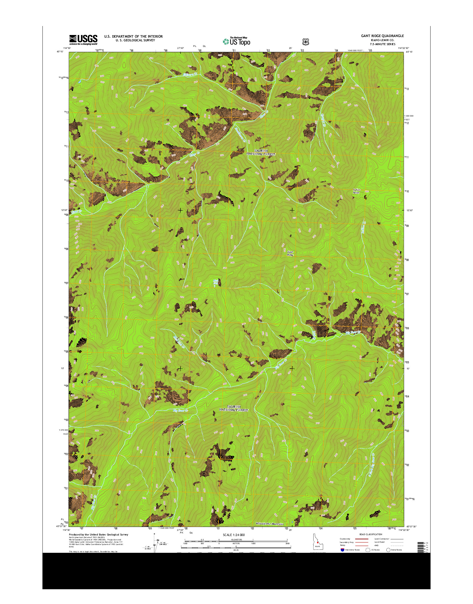 USGS US TOPO 7.5-MINUTE MAP FOR GANT RIDGE, ID 2013