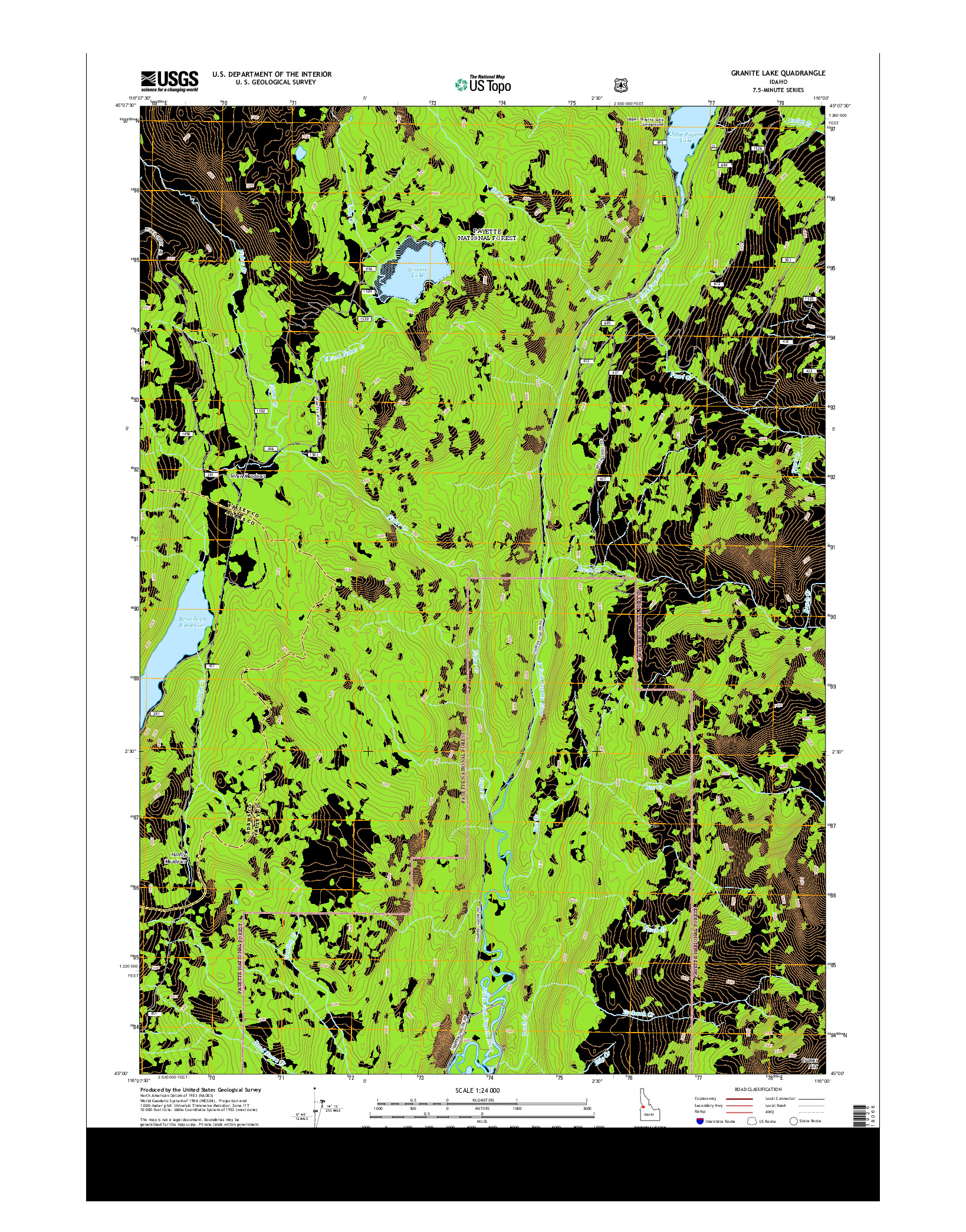 USGS US TOPO 7.5-MINUTE MAP FOR GRANITE LAKE, ID 2013