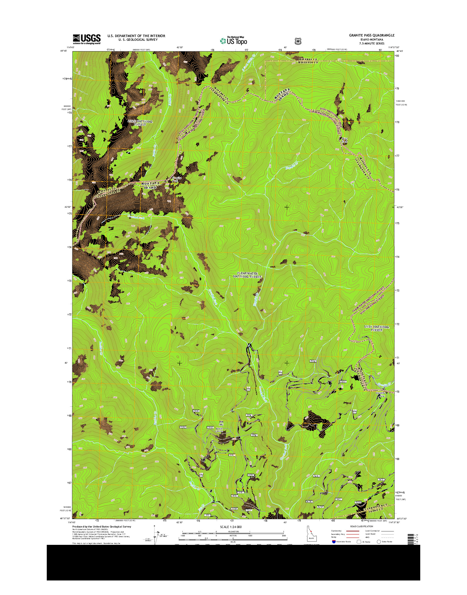 USGS US TOPO 7.5-MINUTE MAP FOR GRANITE PASS, ID-MT 2013