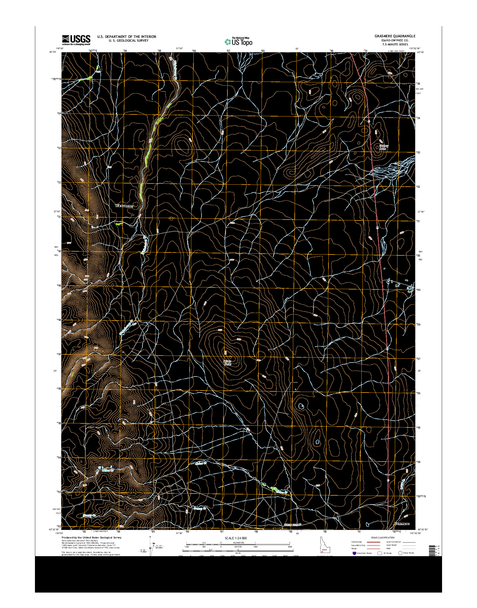 USGS US TOPO 7.5-MINUTE MAP FOR GRASMERE, ID 2013